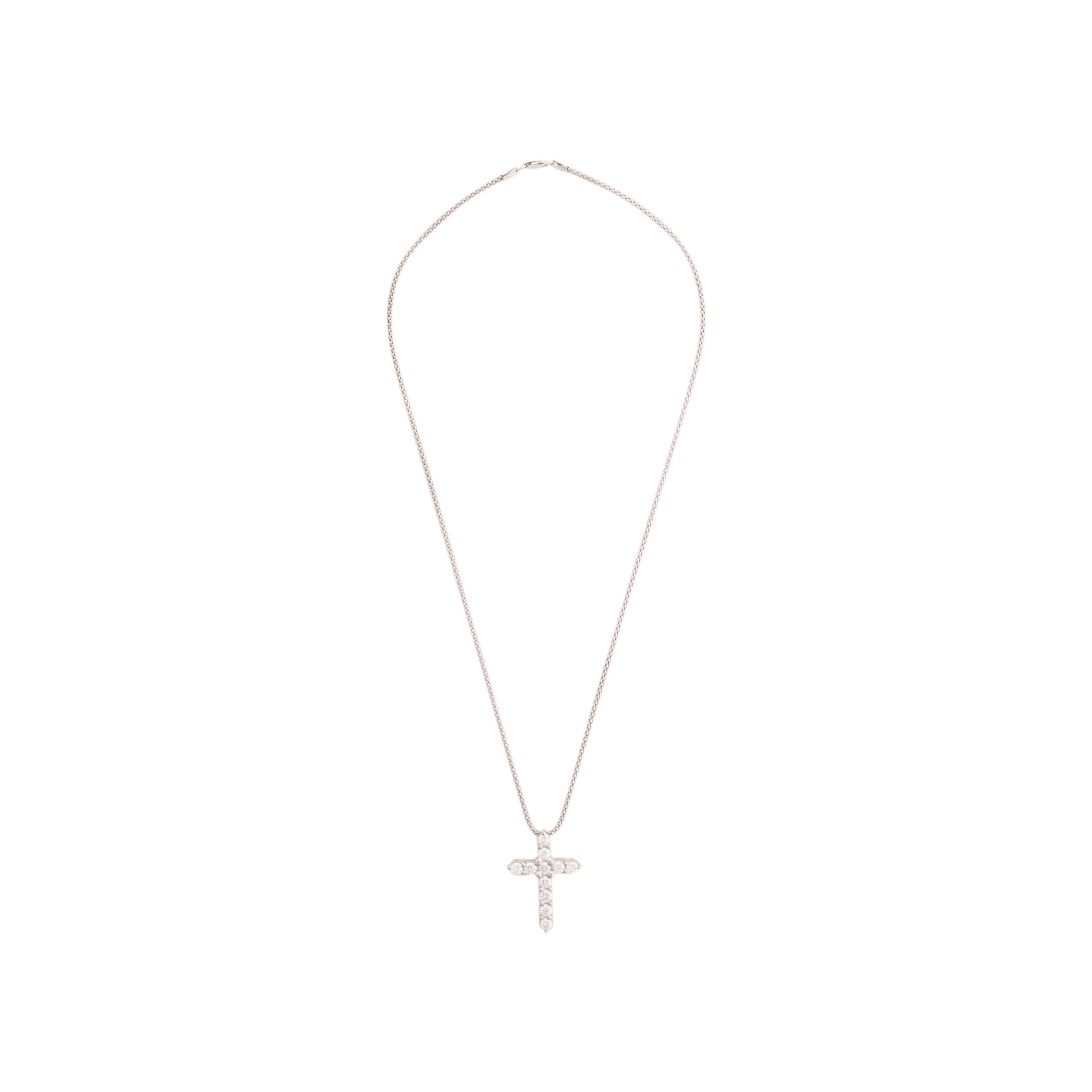 14-18k White Gold & Diamond Cross Pendant Necklace