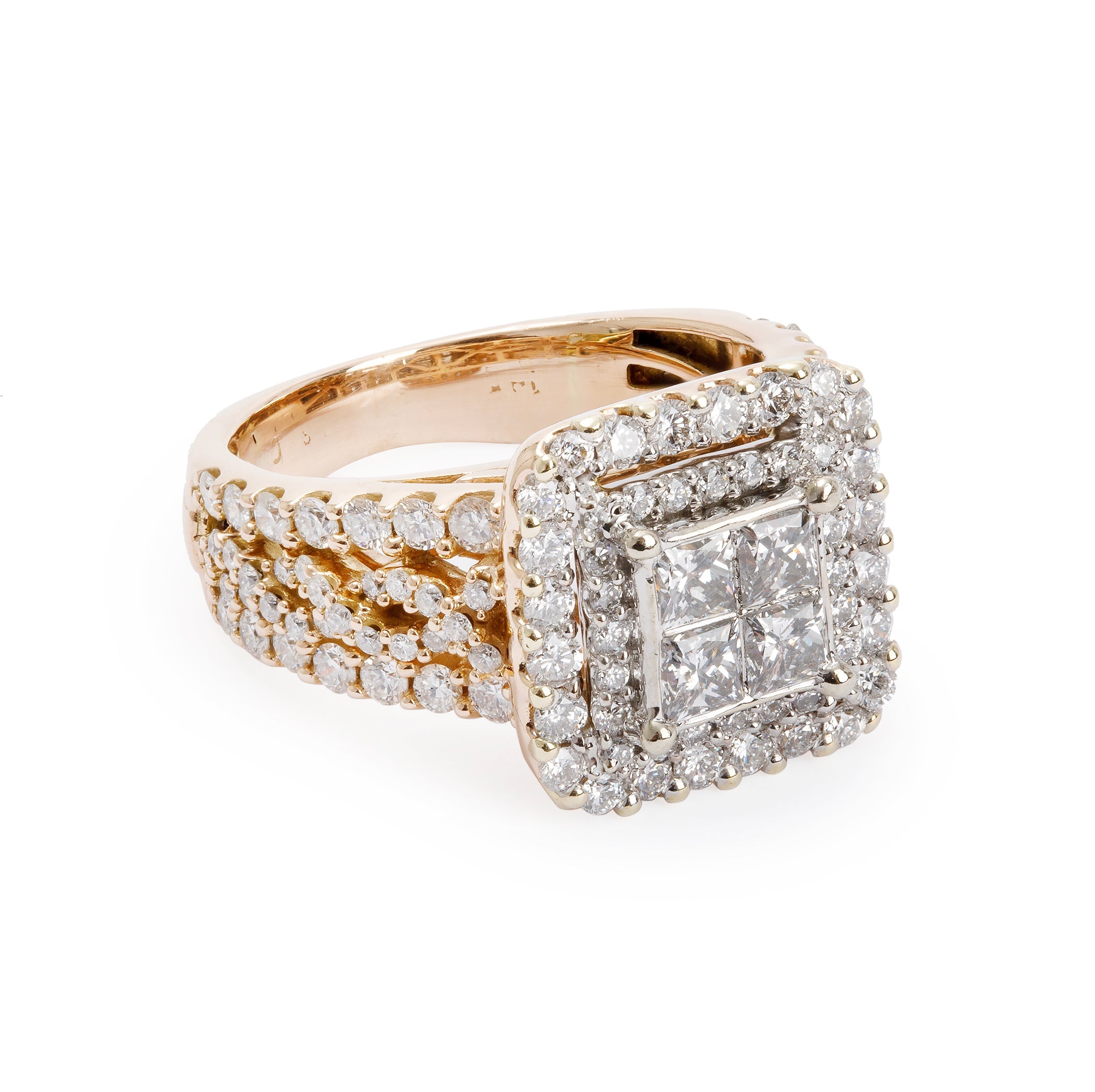 14k Rose Gold Invisible Set Diamond Ring