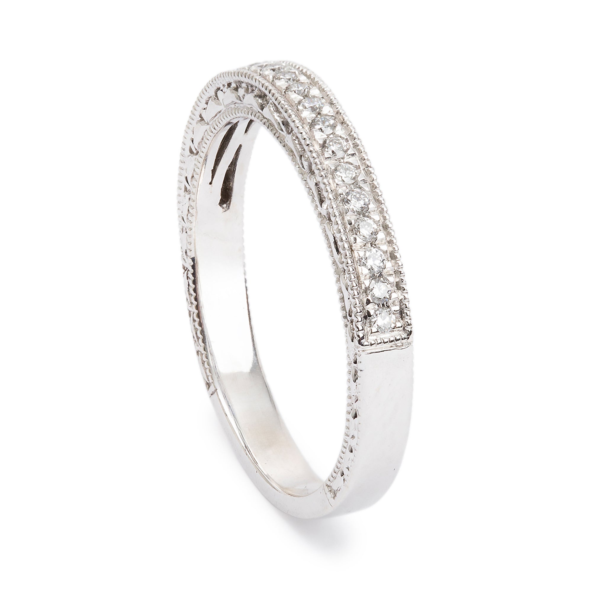 14k White Gold 0.21 tcw. Diamond Wedding Band Ring, Size 7