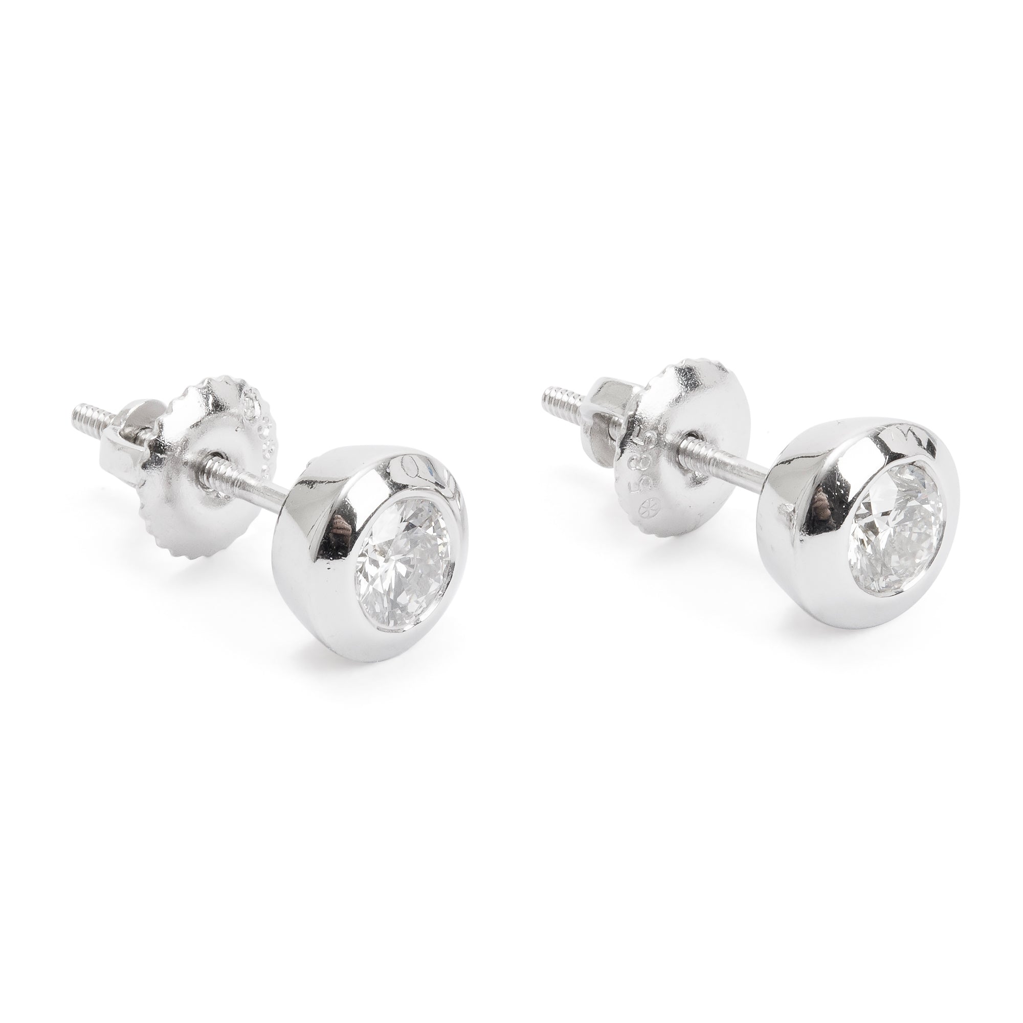 14k White Gold 0.55 tcw. Bezel-Set Diamond Stud Earrings