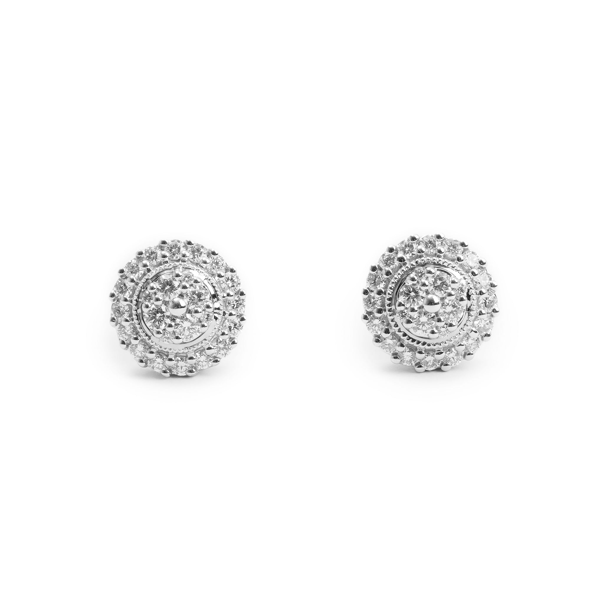 14k White Gold 0.62 tcw. Diamond Cluster Earrings
