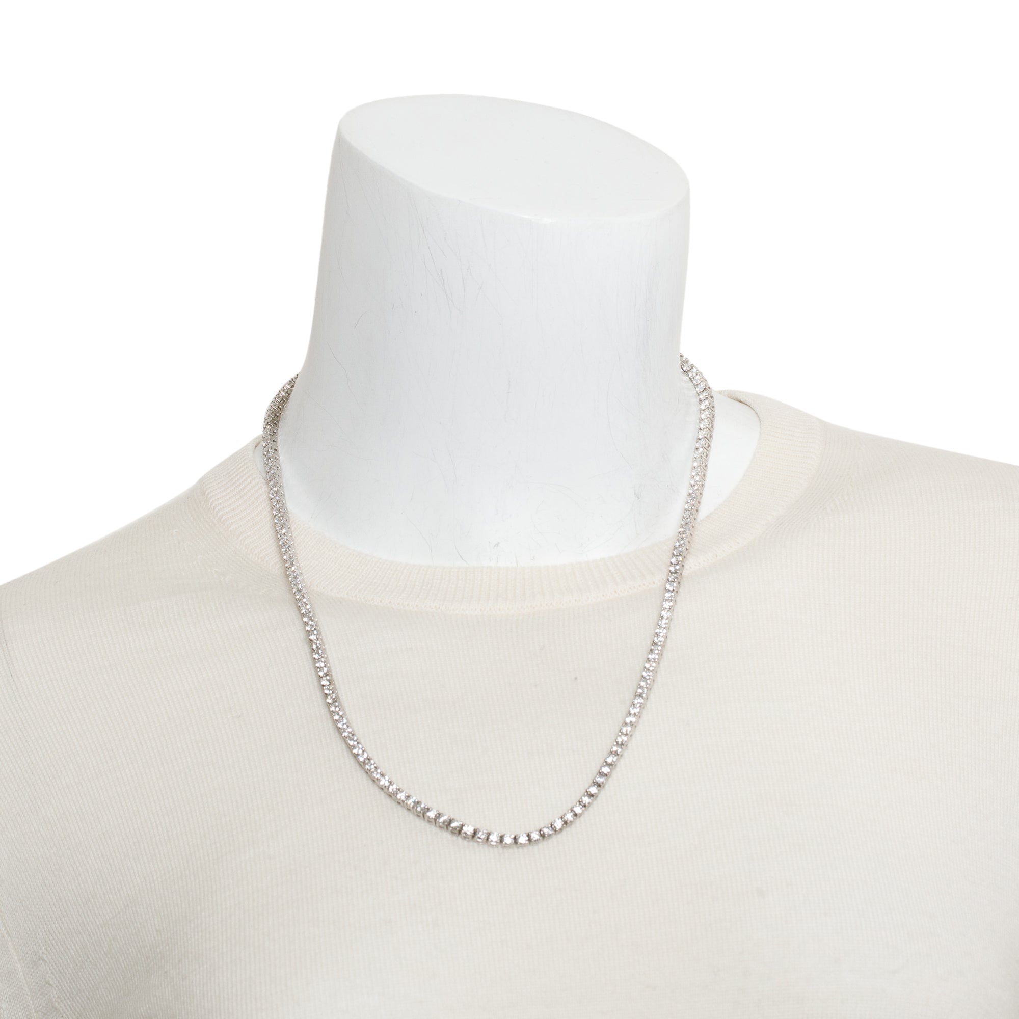 14k White Gold 19.38 tcw. Diamond Tennis Necklace