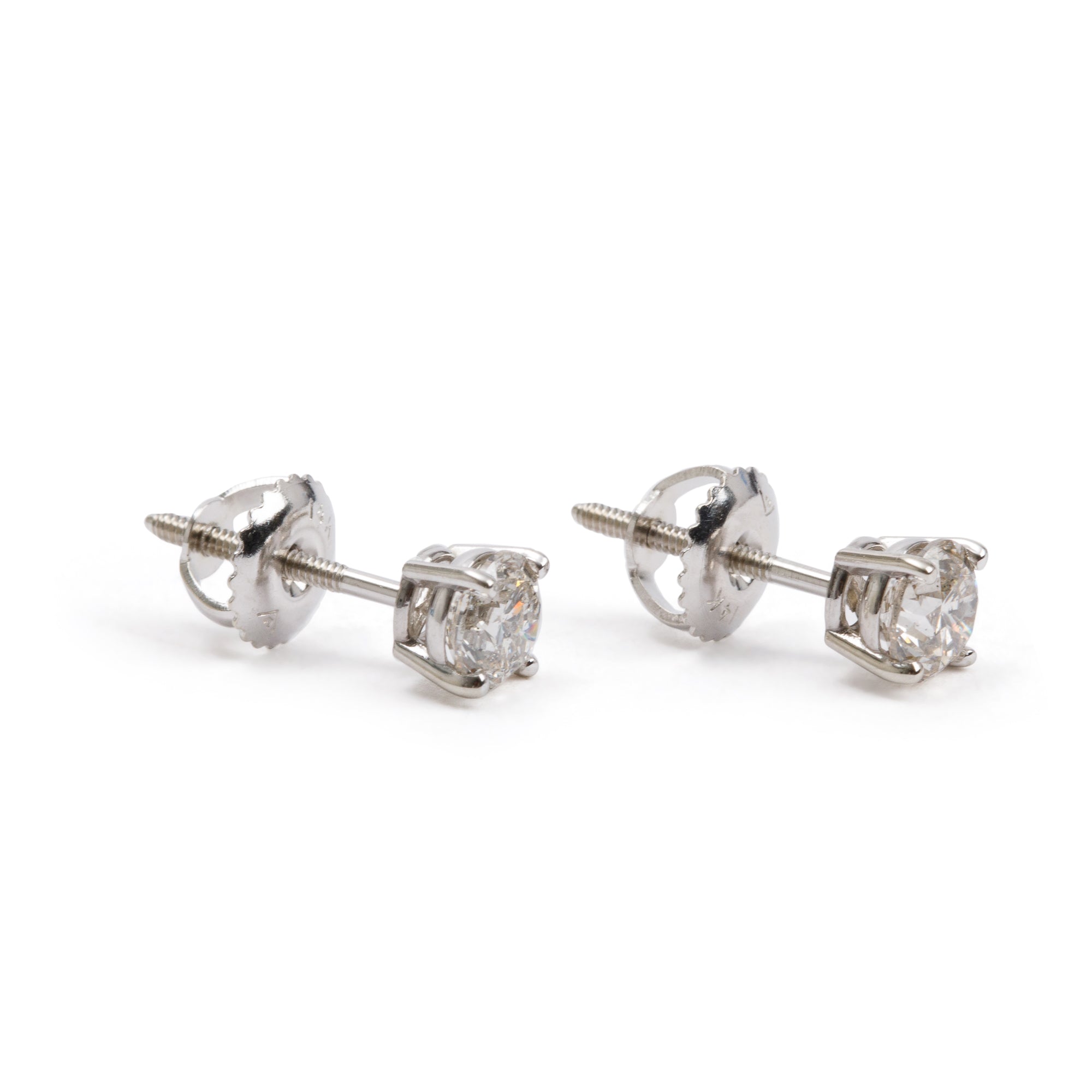 14k White Gold 1.00 tcw. Diamond Stud Earrings