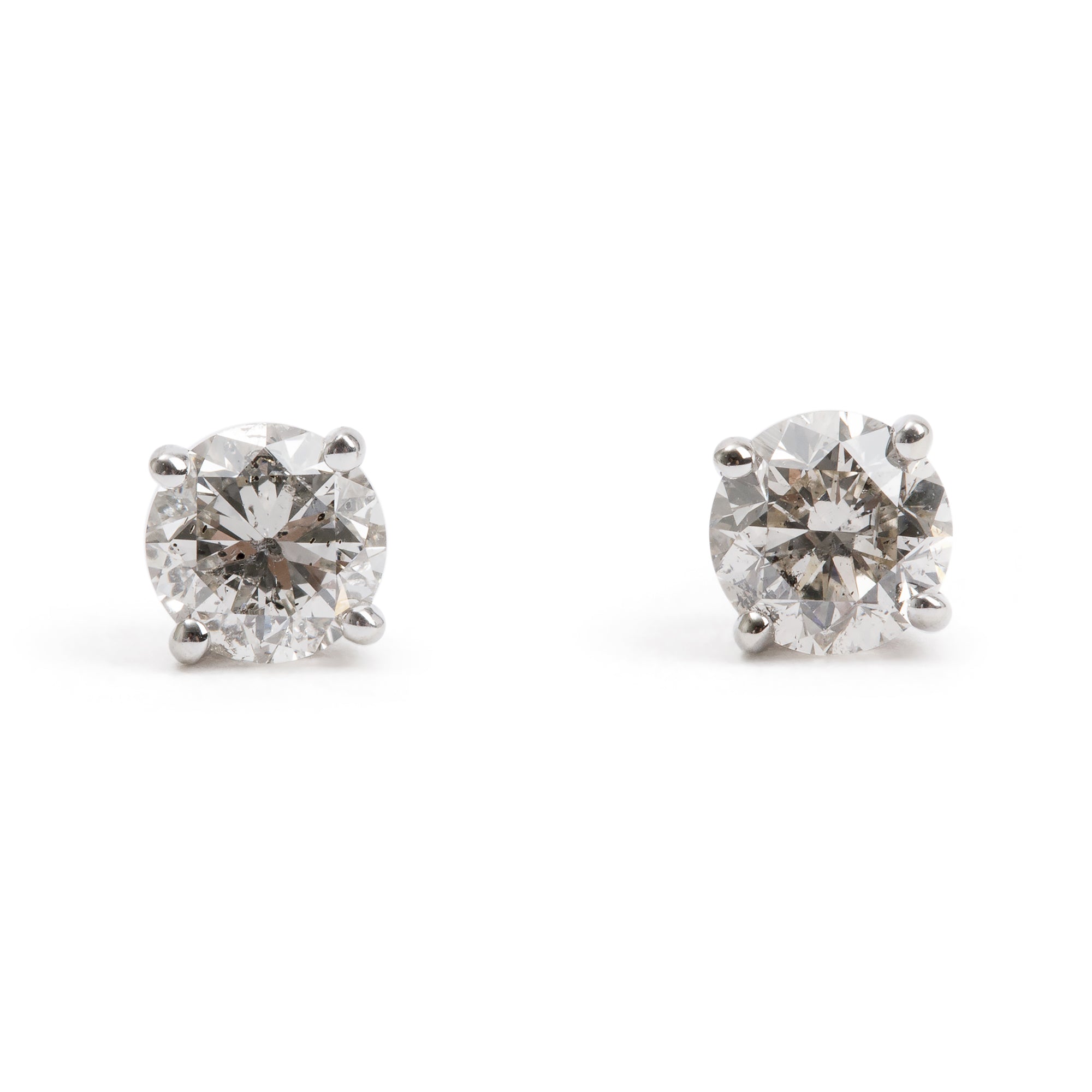 14k White Gold 1.00 tcw. Diamond Stud Earrings