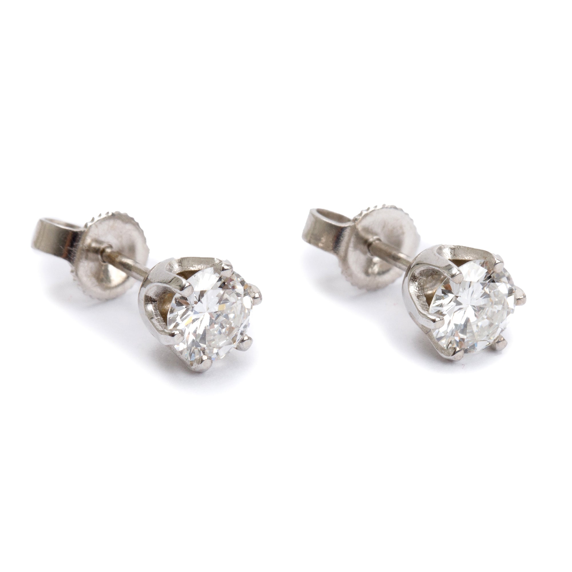 14k White Gold 1.03 tcw. Diamond Stud Earrings