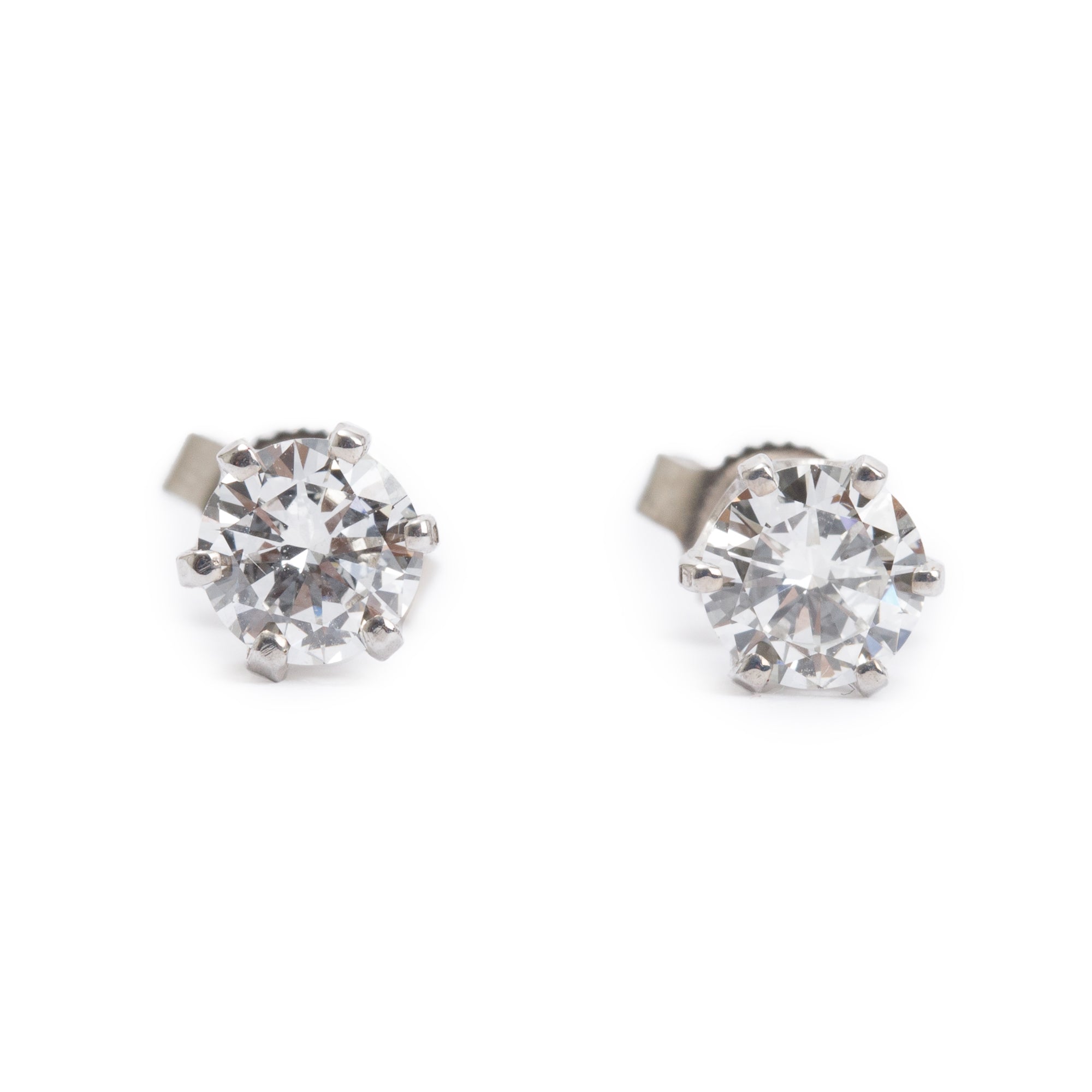 14k White Gold 1.03 tcw. Diamond Stud Earrings