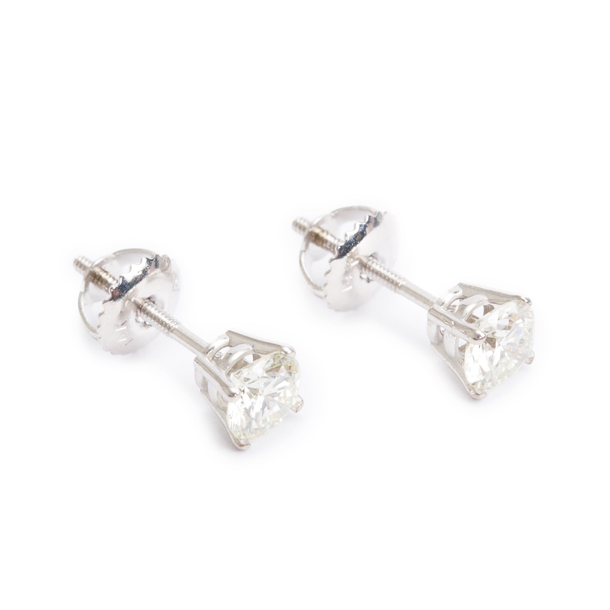 14k White Gold 1.05 tcw. Diamond Stud Earrings