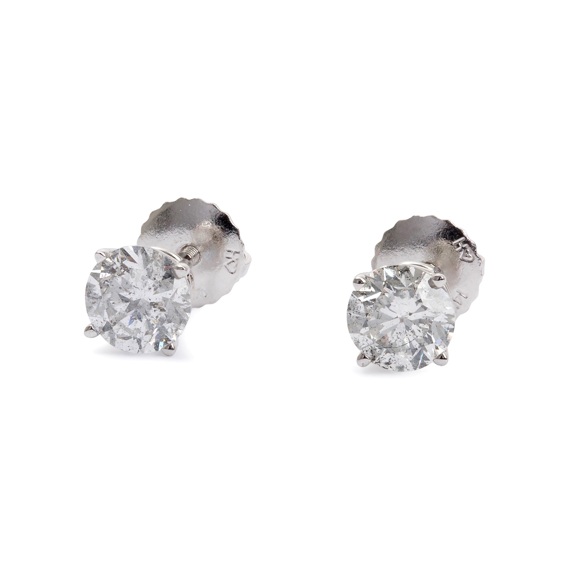 14k White Gold 1.06 tcw Diamond Stud Earrings