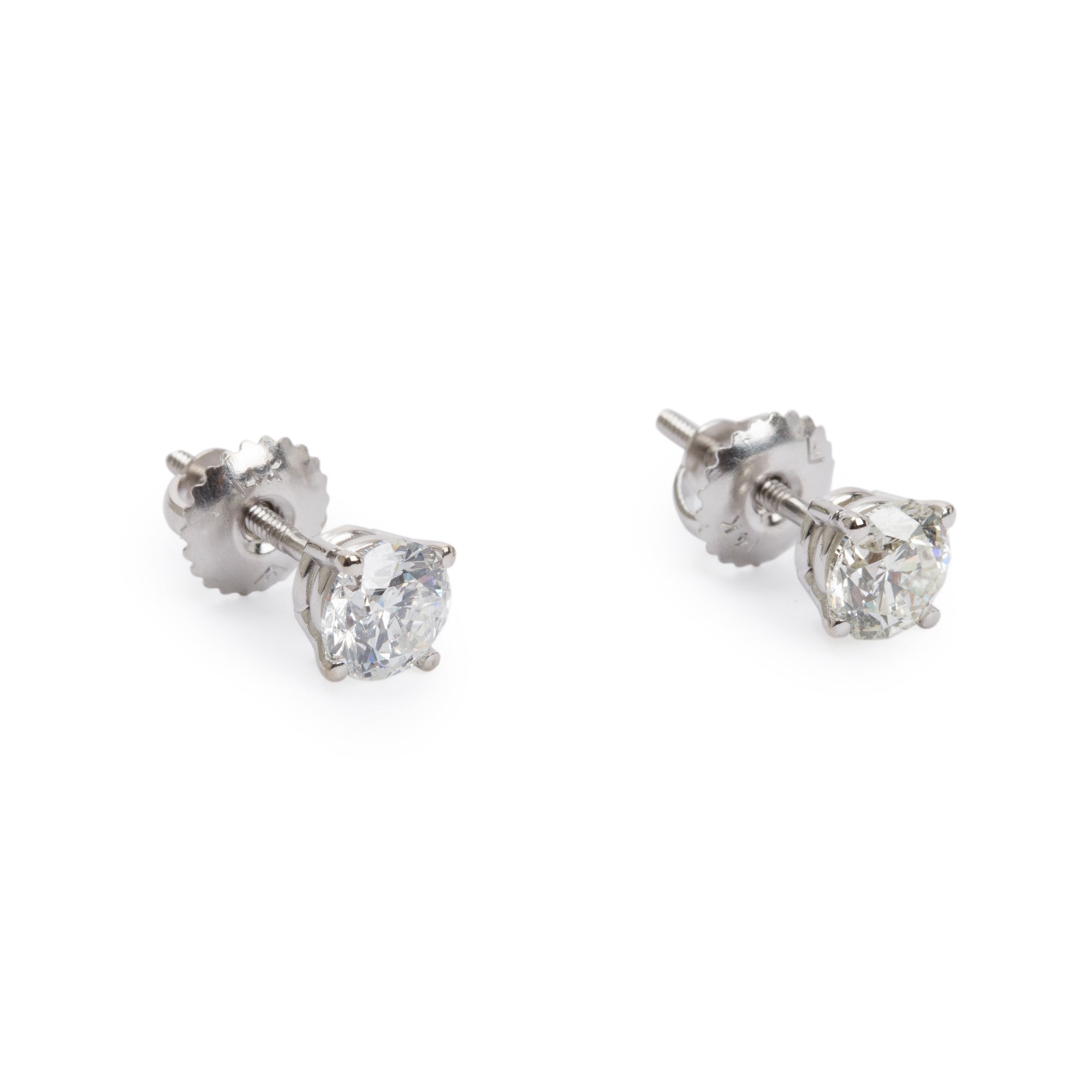 14k White Gold 1.11 tcw. Diamond Stud Earrings