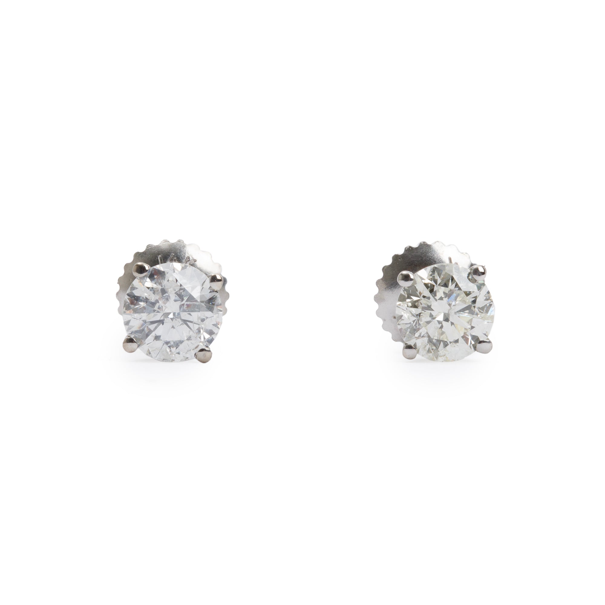 14k White Gold 1.11 tcw. Diamond Stud Earrings