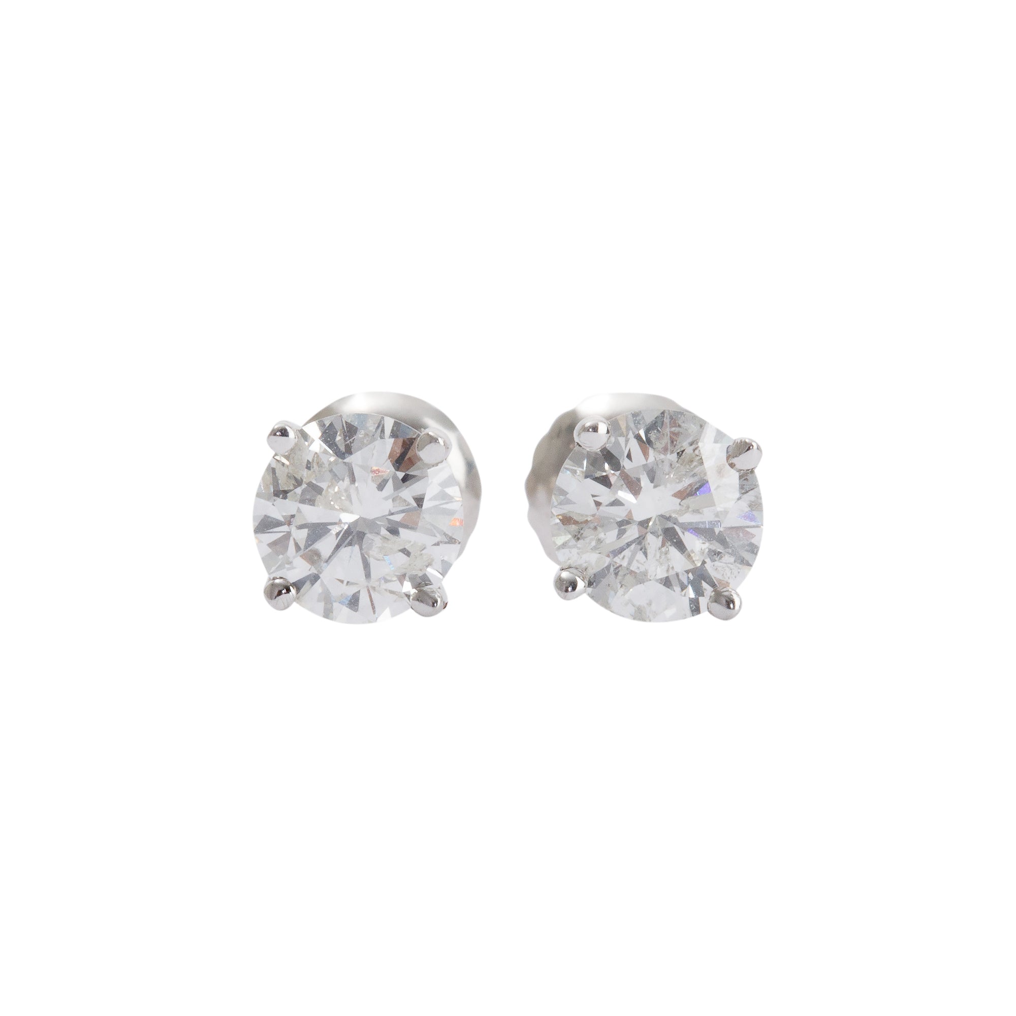 14k White Gold 1.19 tcw. Diamond Stud Earrings