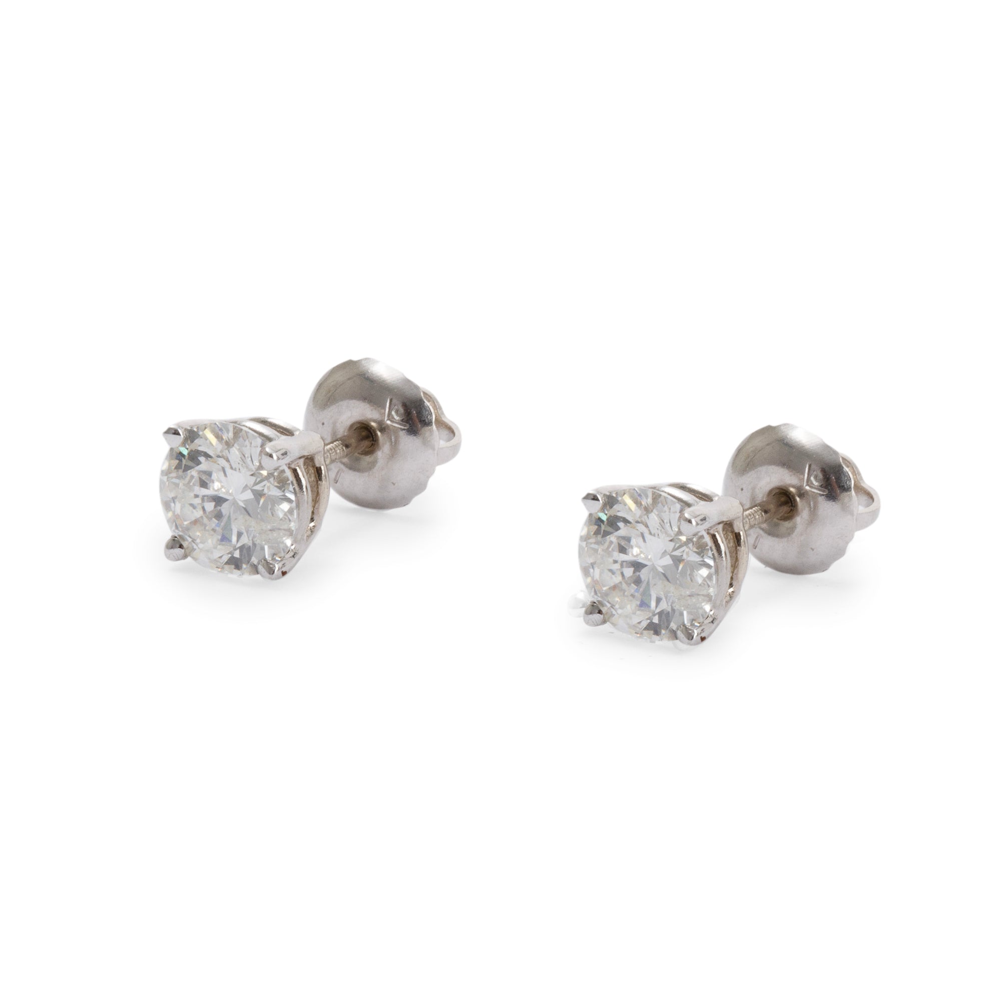 14k White Gold 1.19 tcw. Diamond Stud Earrings