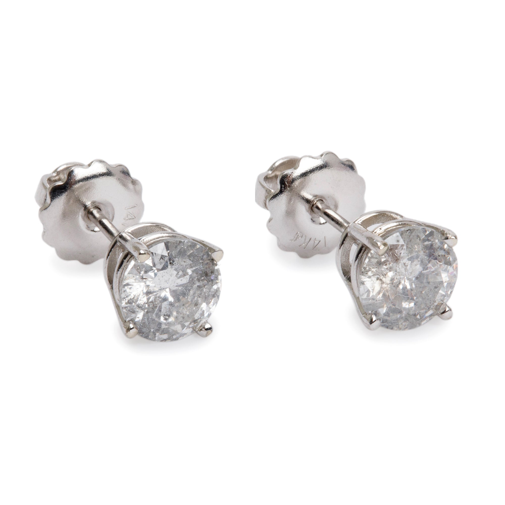 14k White Gold 1.25 tcw Diamond Stud Earrings