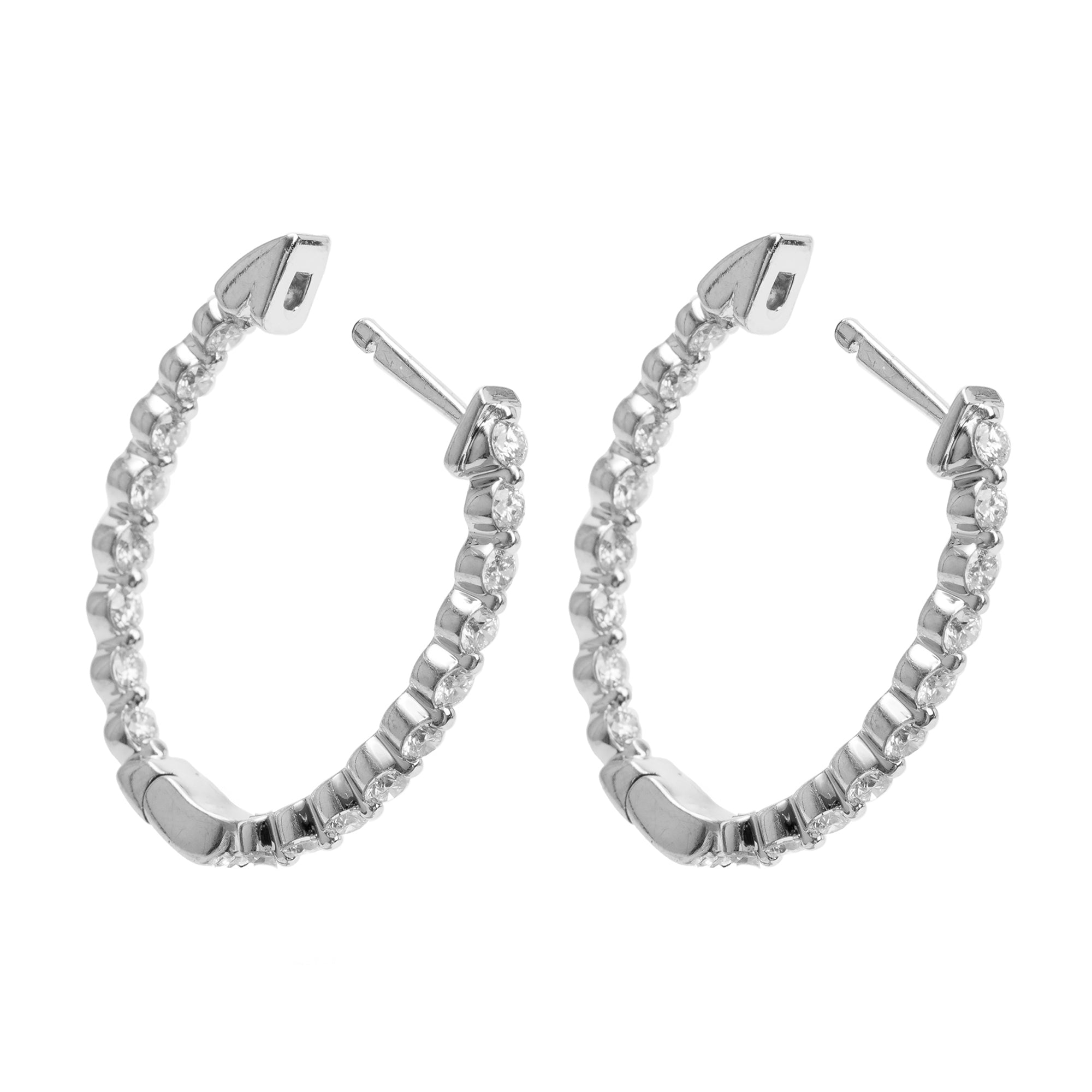 14k White Gold 1.29 tcw. Diamond Hoop Earrings