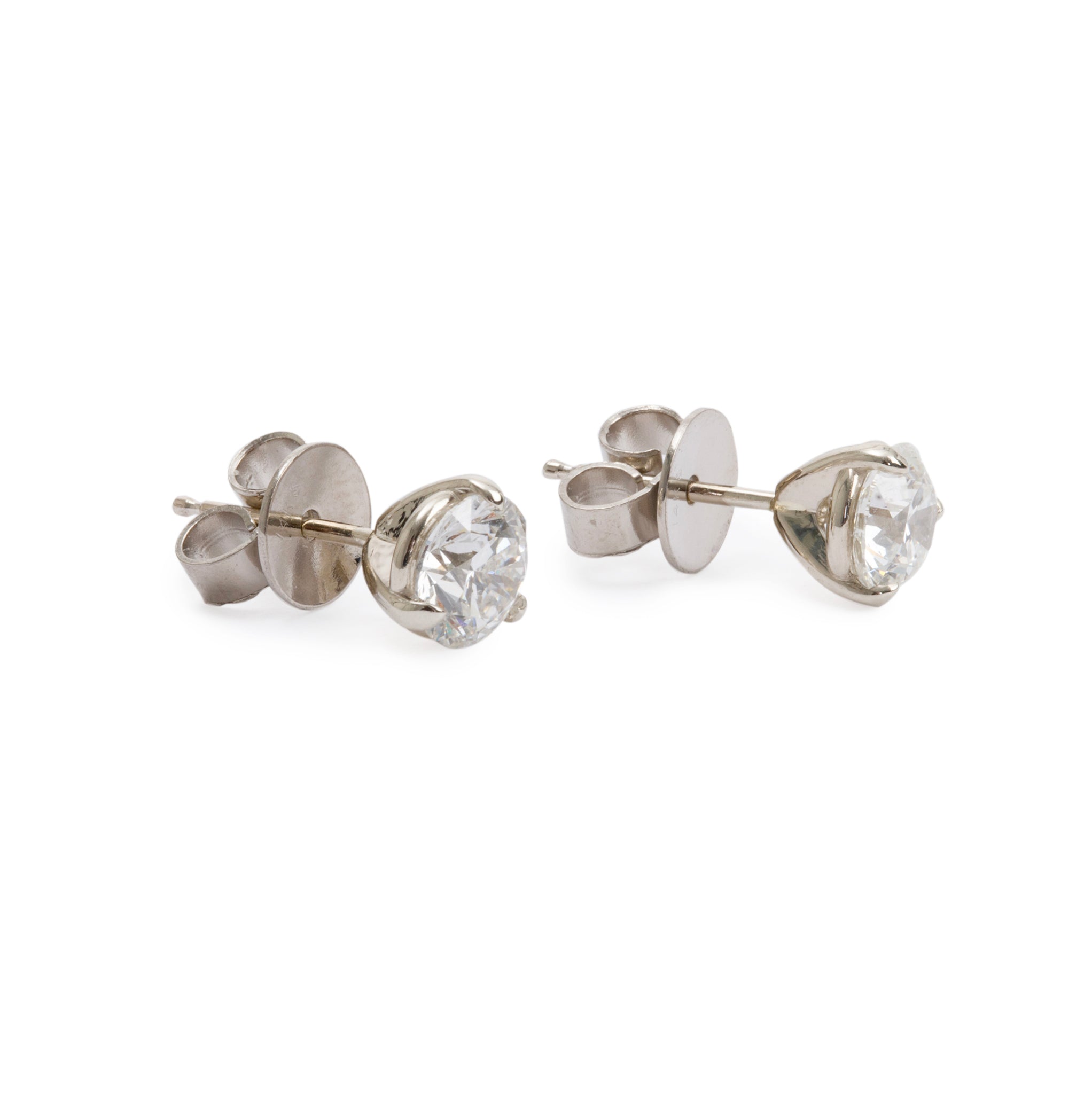 14k White Gold 1.40 tcw Diamond Stud Earrings w/ GIA Certificates