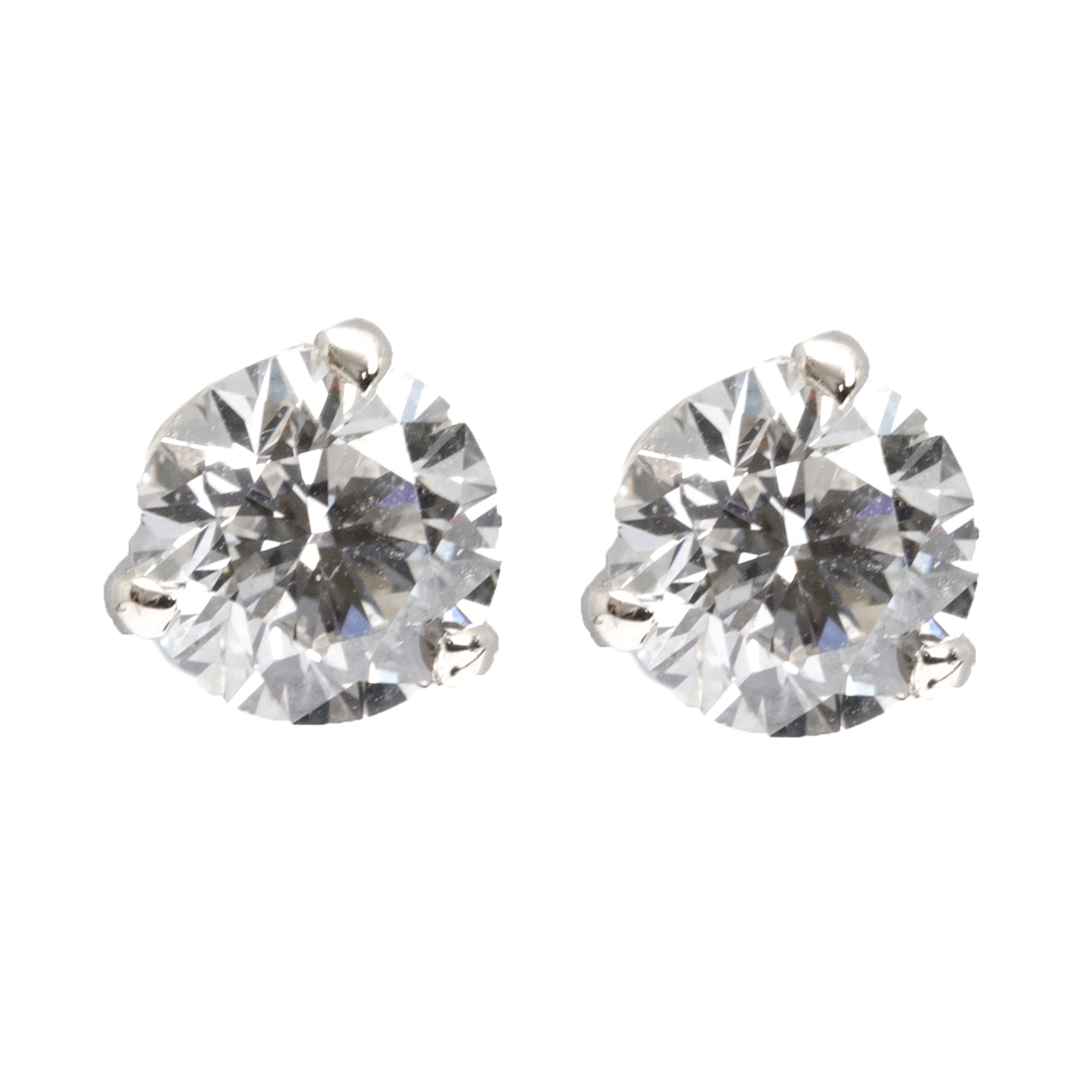 14k White Gold 1.40 tcw Diamond Stud Earrings w/ GIA Certificates