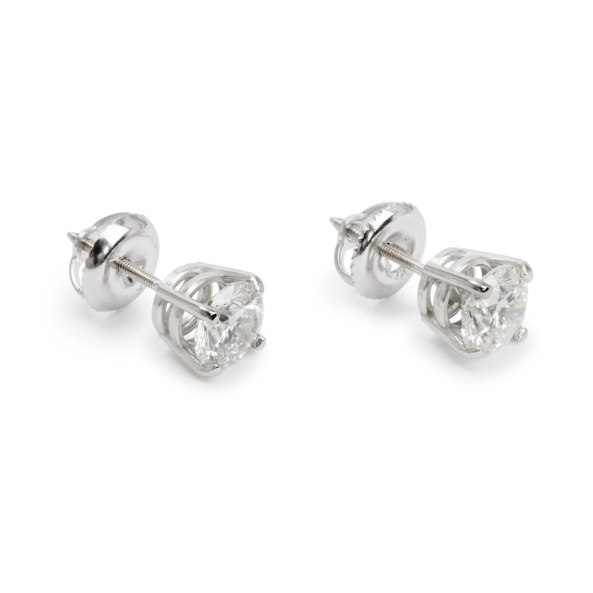 14k White Gold 1.43 tcw. Diamond Stud Earrings