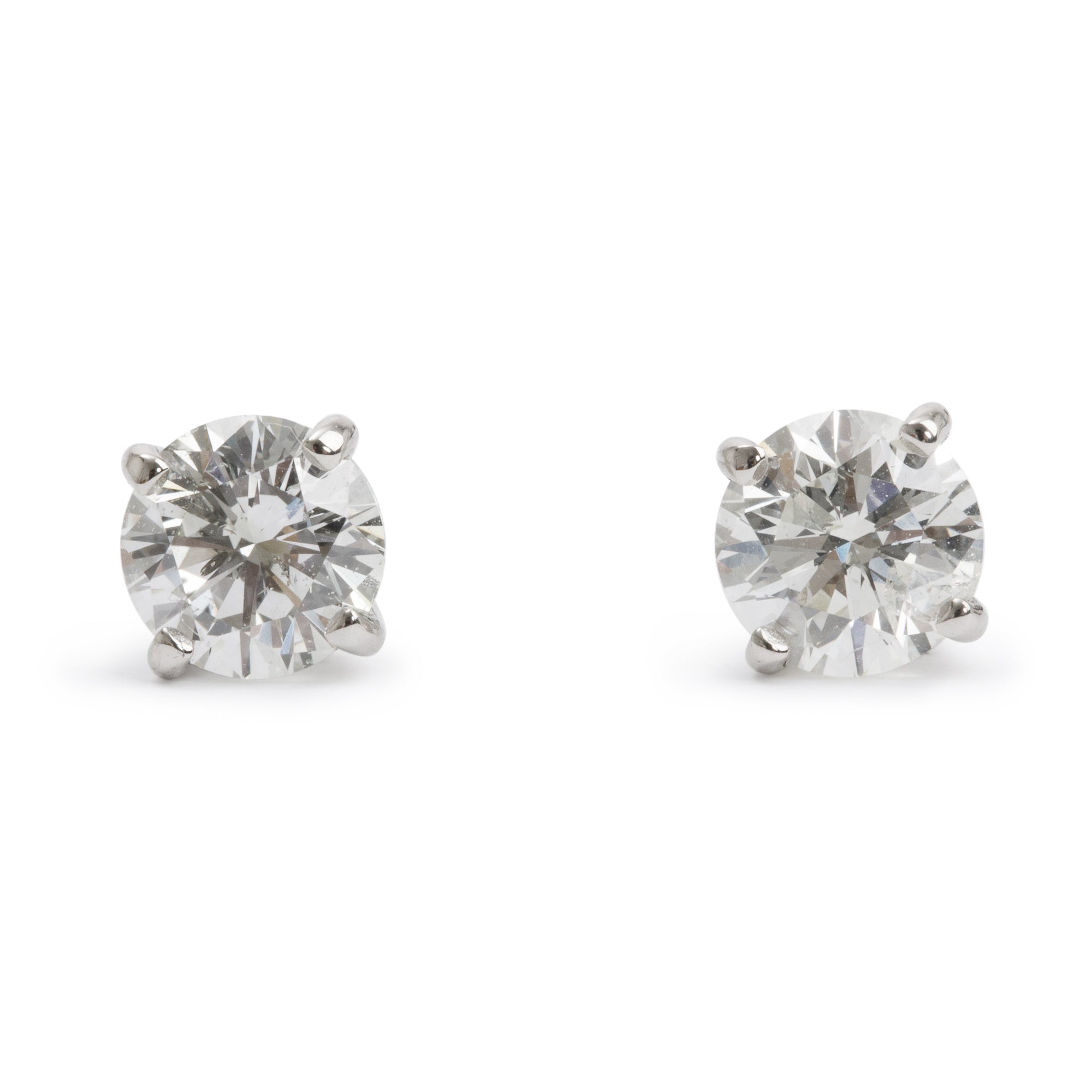 14k White Gold 1.43 tcw. Diamond Stud Earrings