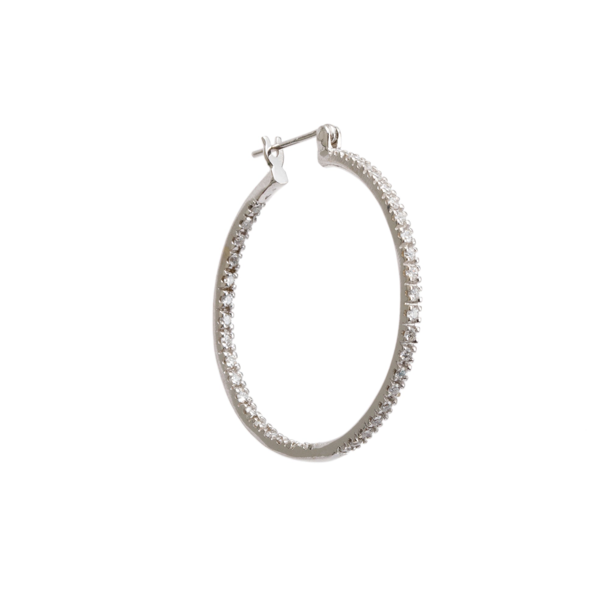 14k White Gold 1.52 tcw. Diamond Hoop Earrings