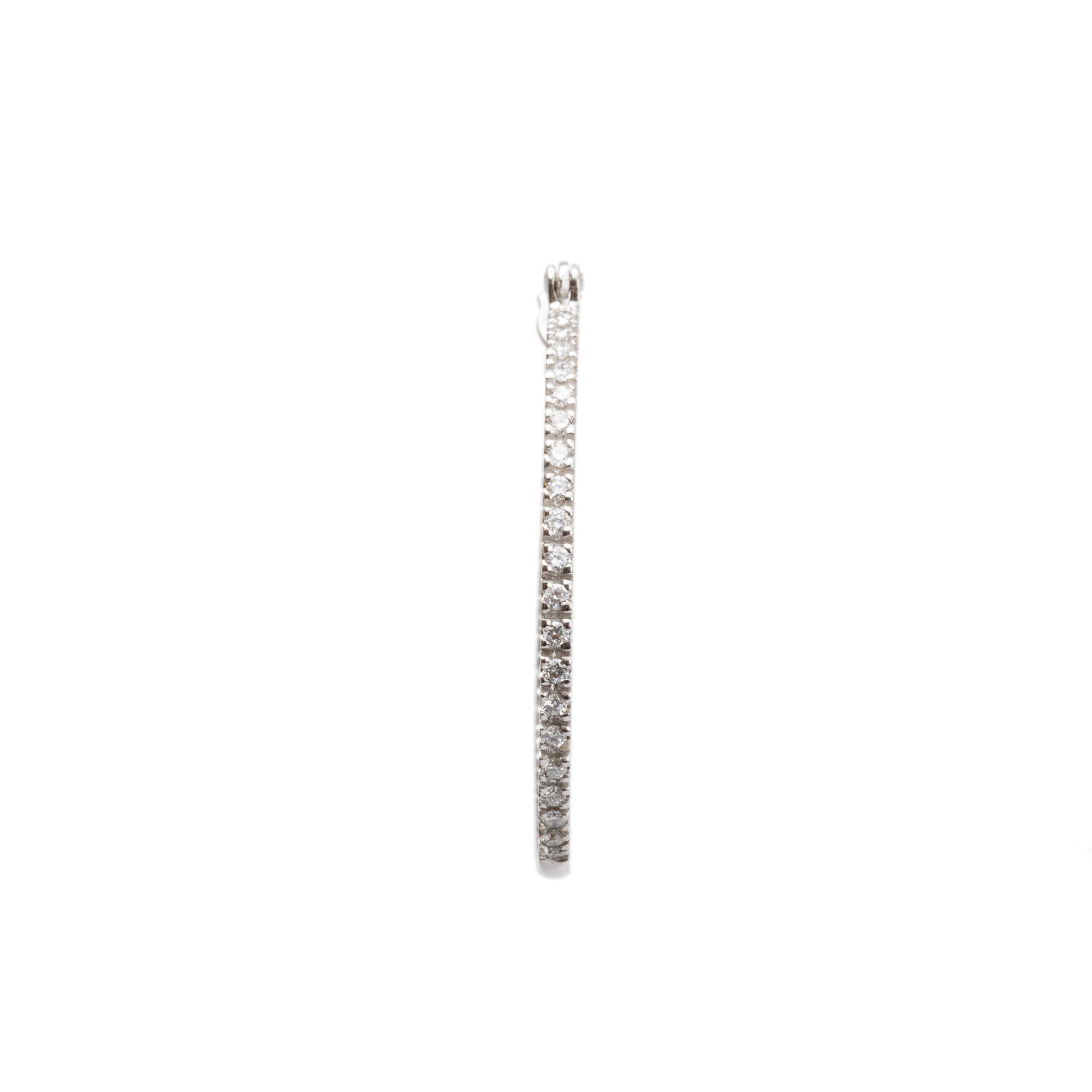 14k White Gold 1.52 tcw. Diamond Hoop Earrings