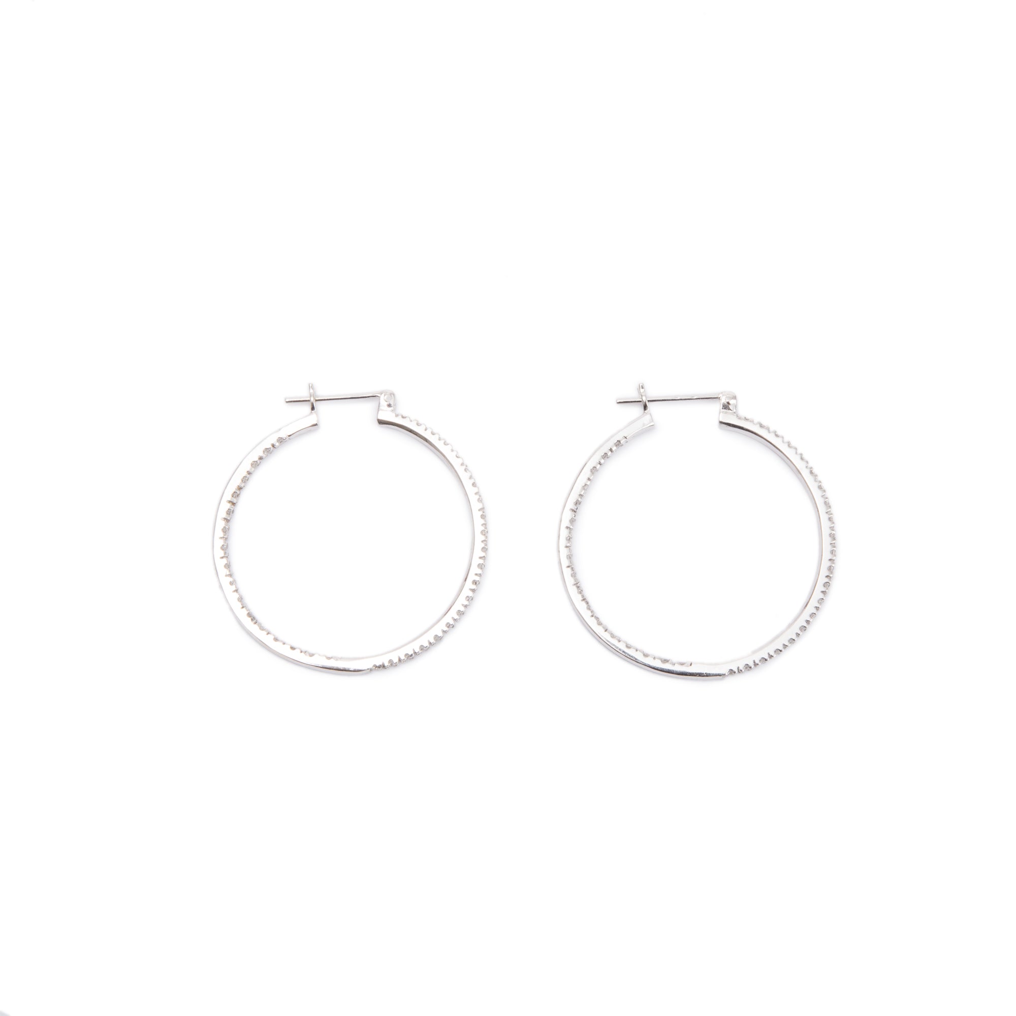 14k White Gold 1.52 tcw. Diamond Hoop Earrings