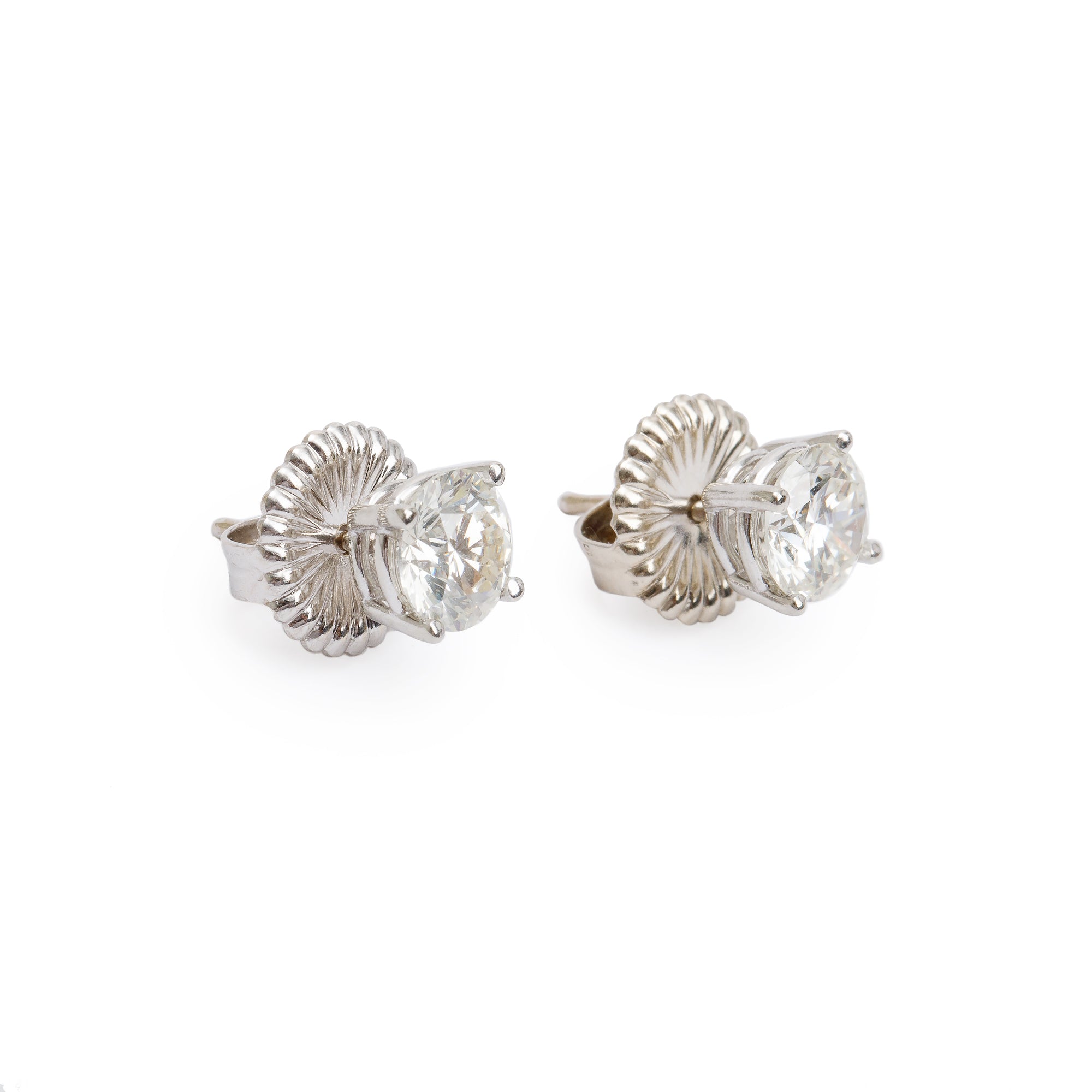 14k White Gold 1.86 tcw. Diamond Stud Earrings