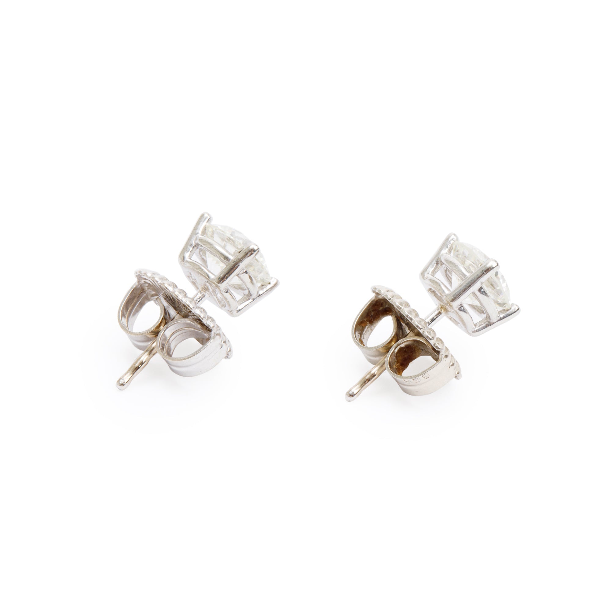 14k White Gold 1.86 tcw. Diamond Stud Earrings