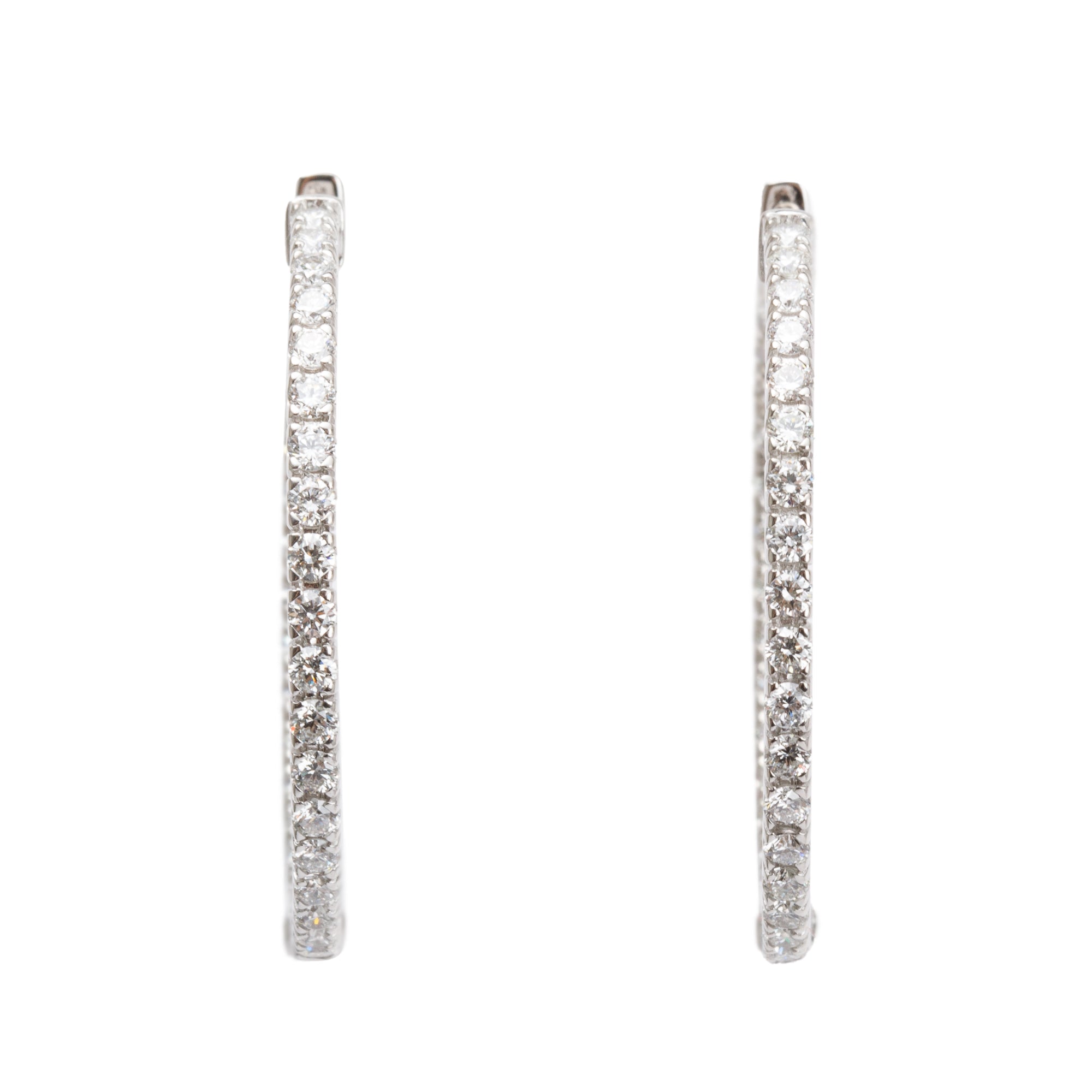 14k White Gold 2.00 tcw. Diamond Hoop Earrings