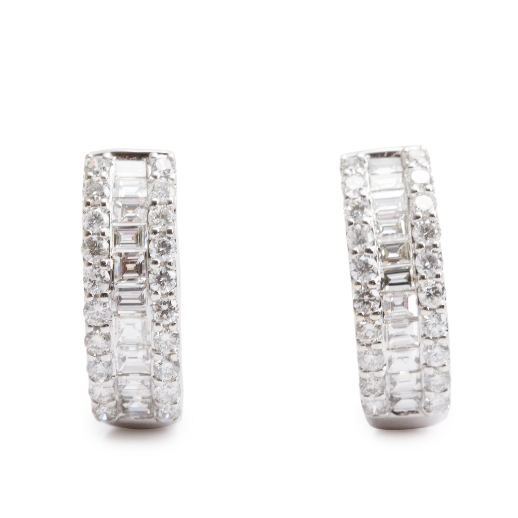 14k White Gold 2.03 tcw. Diamond Hoop Earrings