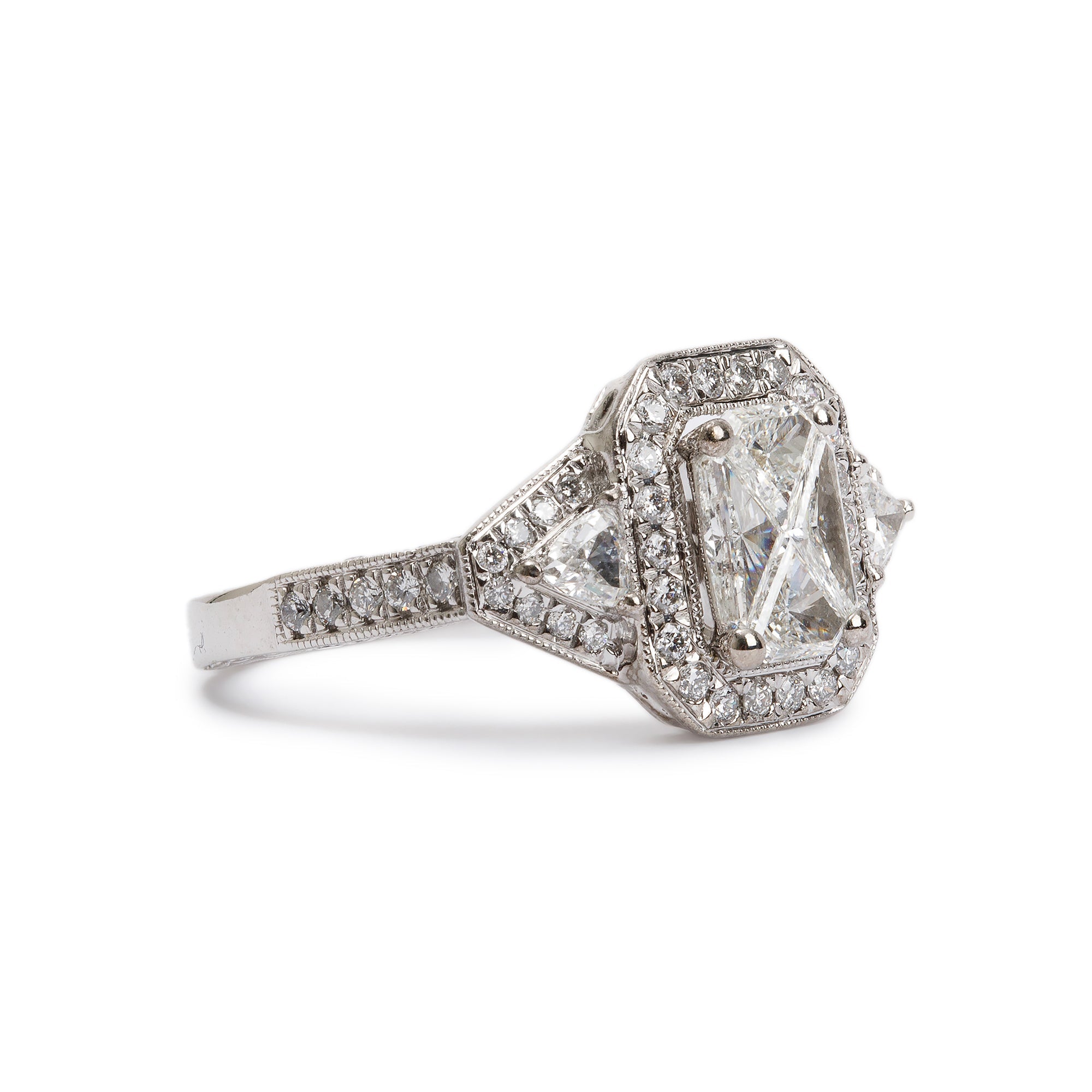 14k White Gold 2.17 tcw. Indivisible Diamond Ring, Size 7.25