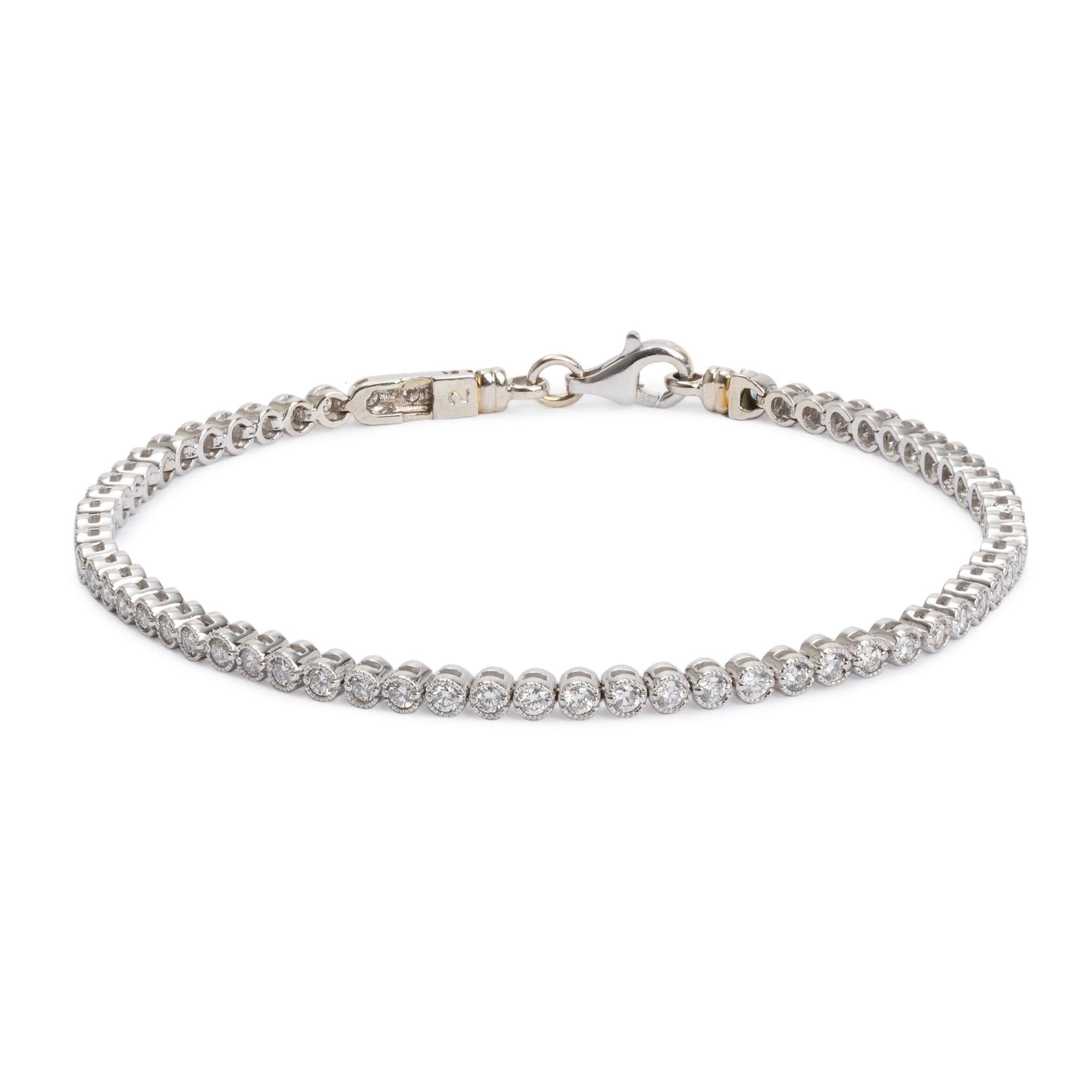 14k White Gold 2.18 tcw Diamond Tennis Bracelet