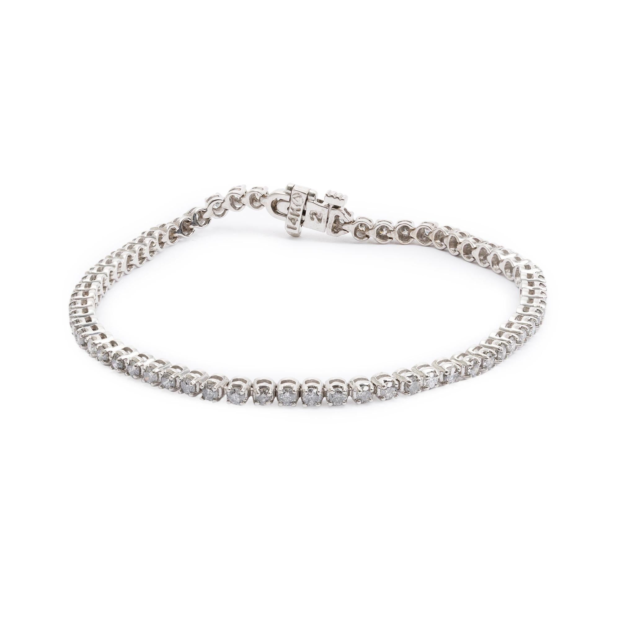 14k White Gold 2.52 tcw. Diamond Tennis Bracelet