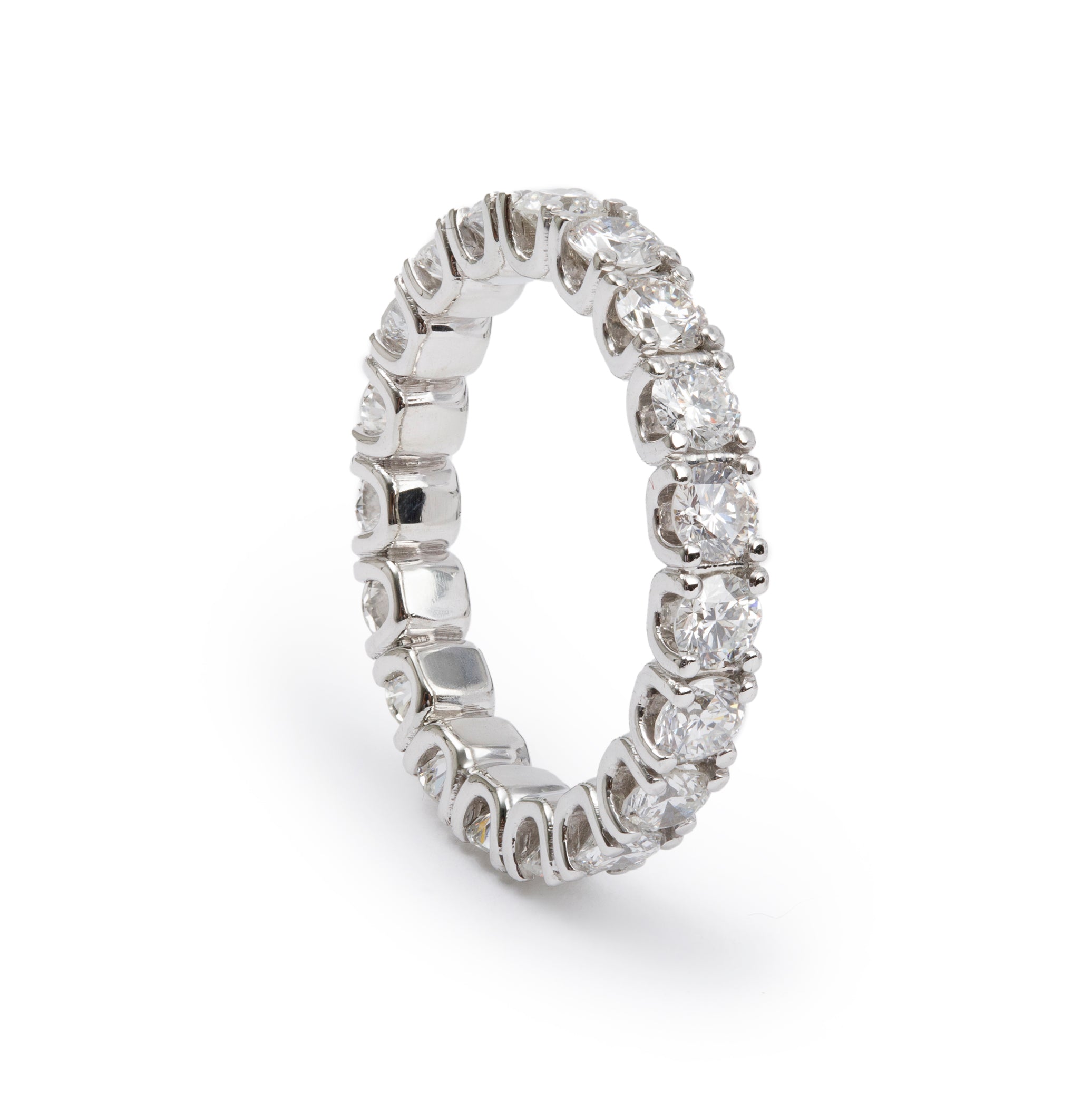 14k White Gold 3.00 tcw. Diamond Eternity Band Ring, Size 7.75