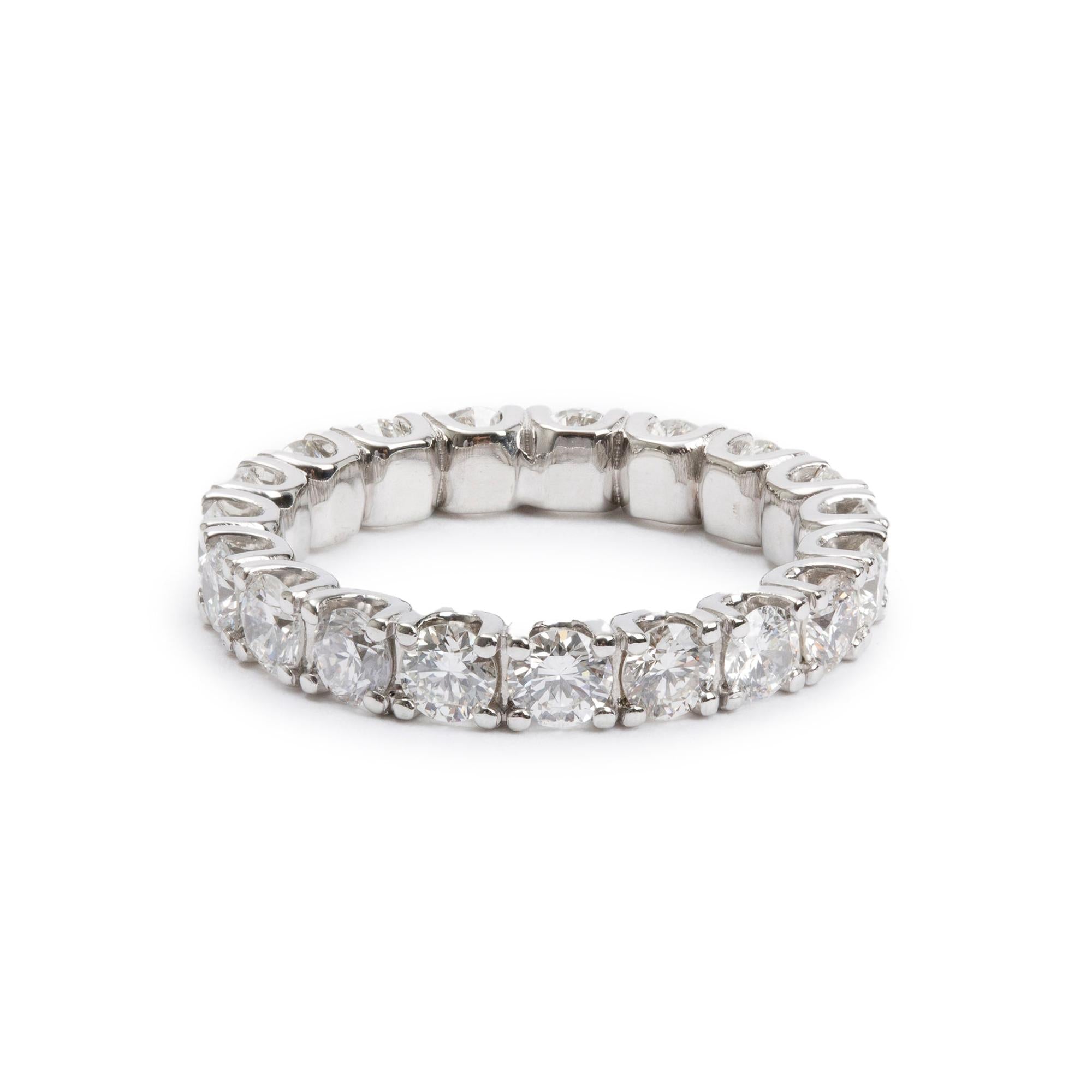 14k White Gold 3.00 tcw. Diamond Eternity Band Ring, Size 7.75