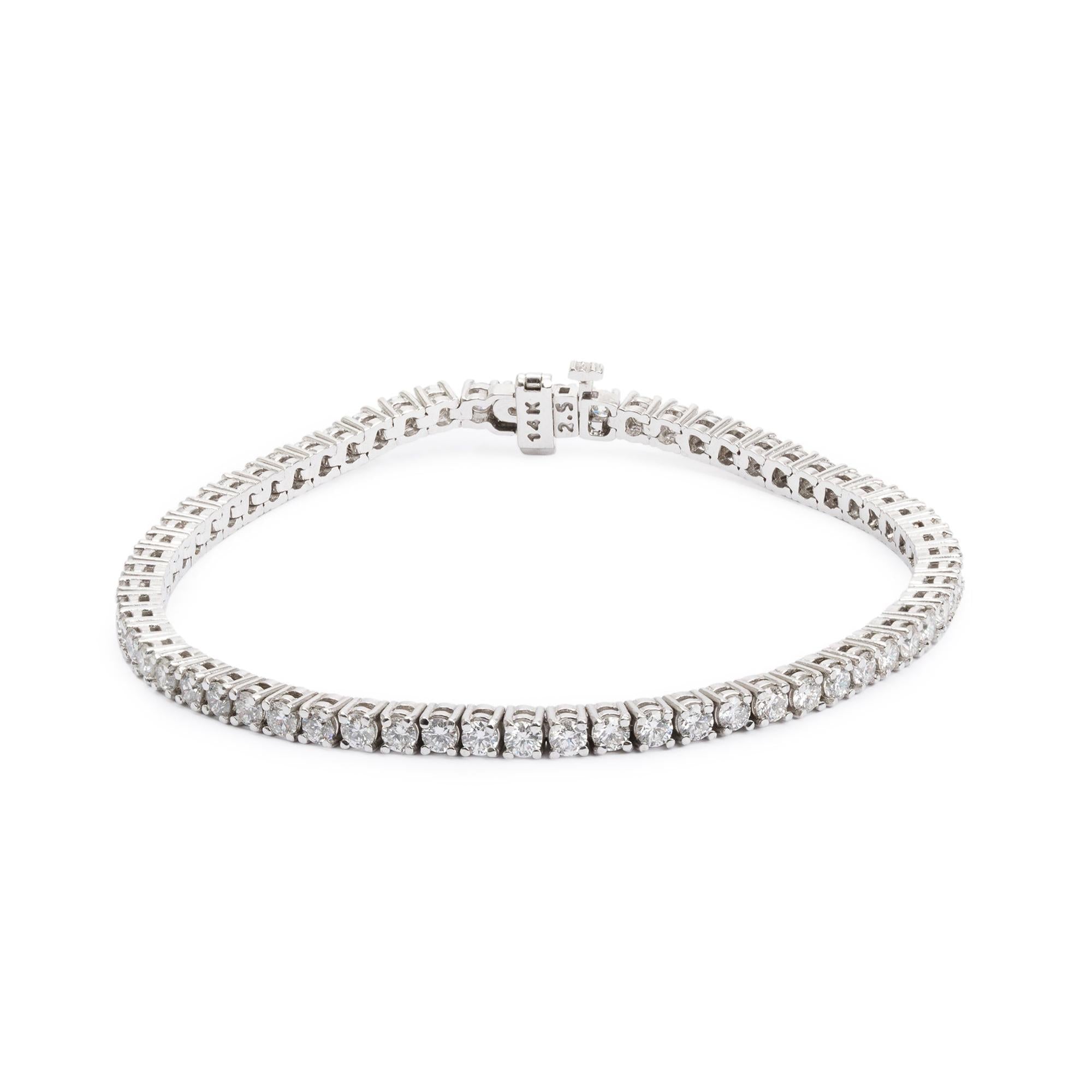 14k White Gold 3.78 tcw. Diamond Tennis Bracelet