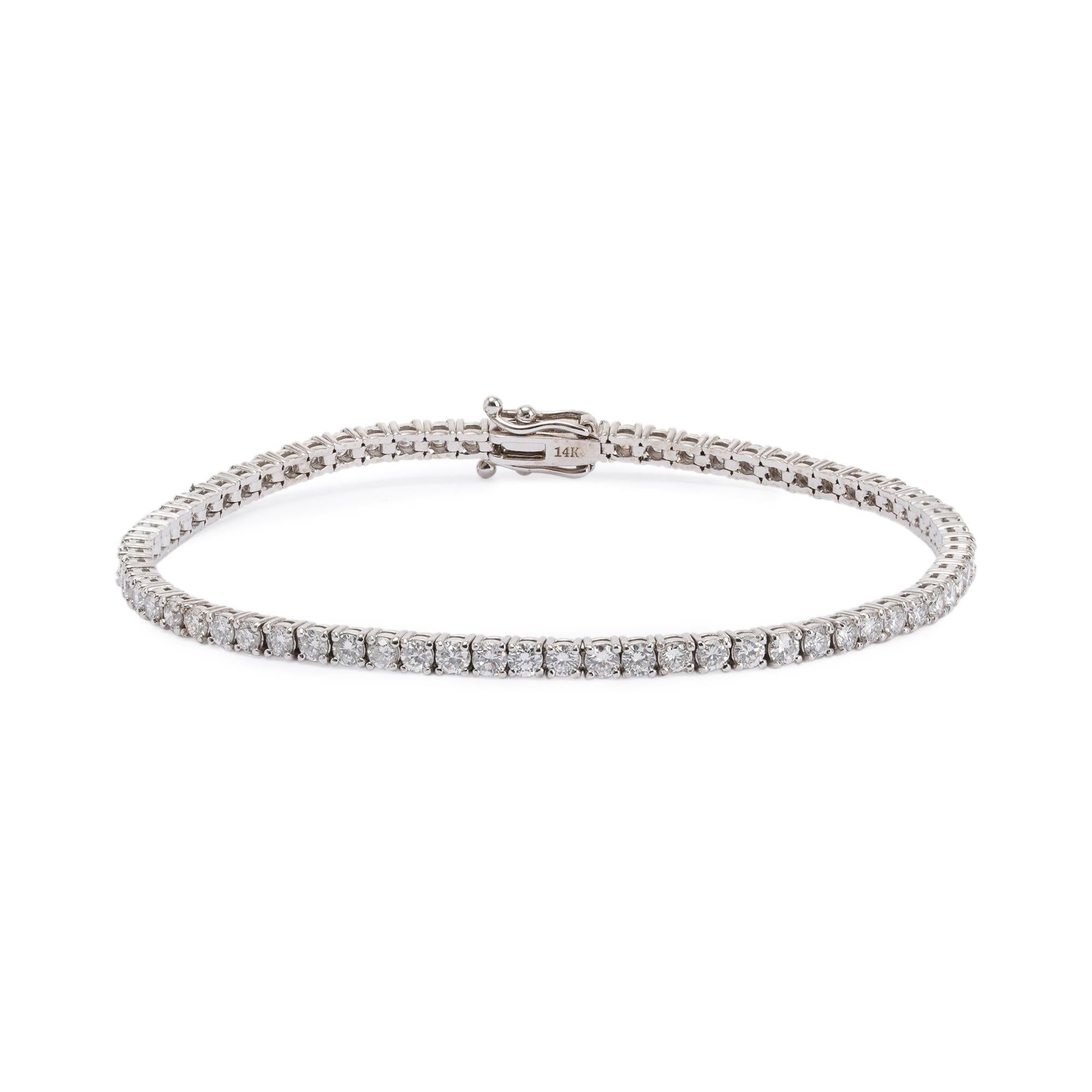 14k White Gold 3.90 tcw. Diamond Tennis Bracelet