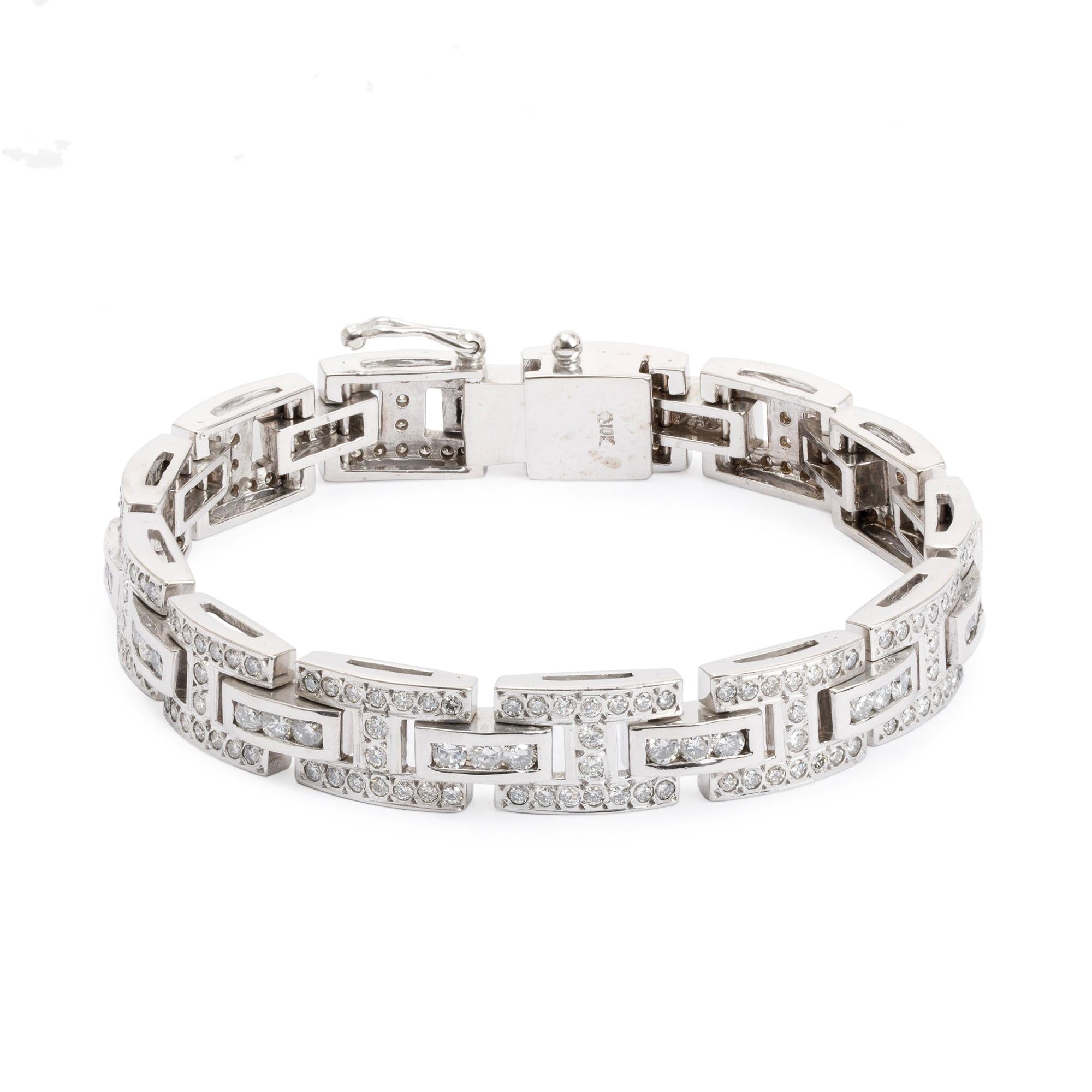 14k White Gold 5.50 tcw. Diamond 'H' Link Bracelet