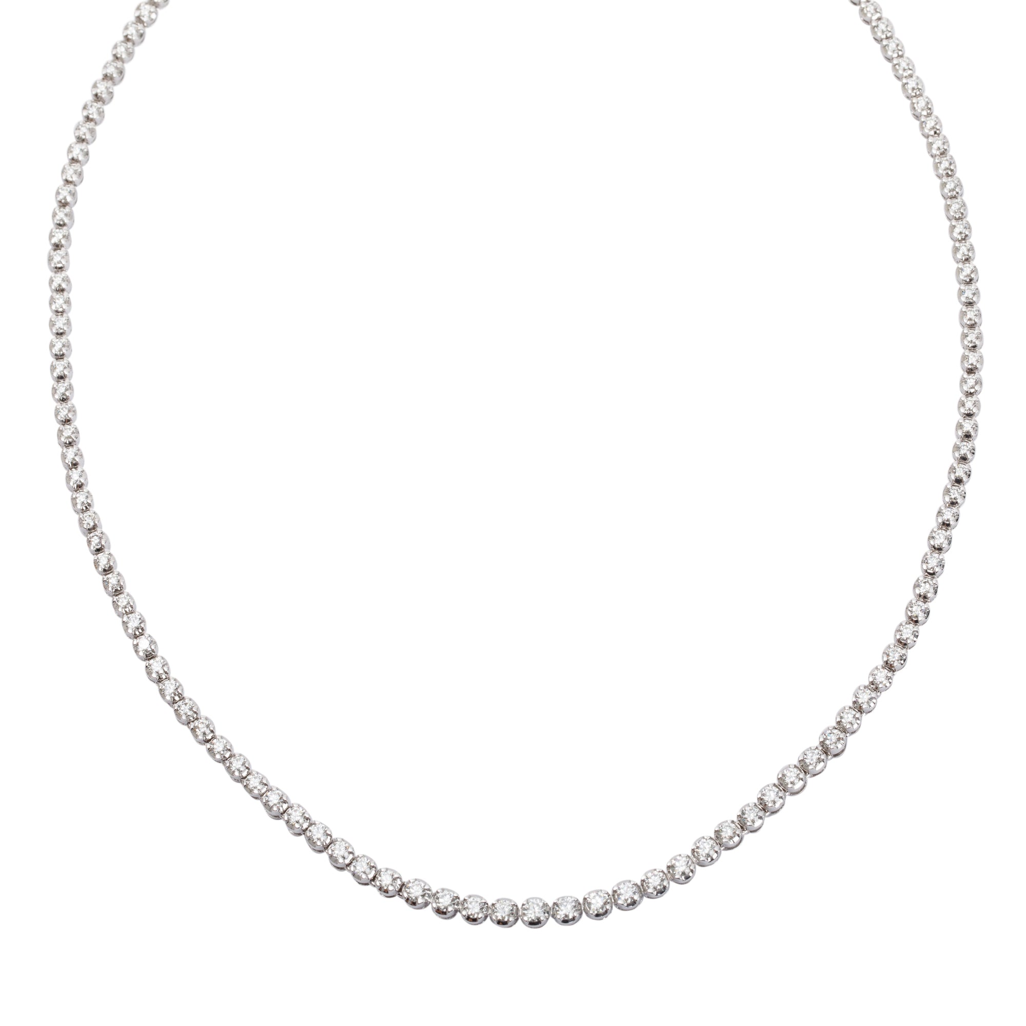 14k White Gold 5.85 tcw. Diamond Tennis Necklace