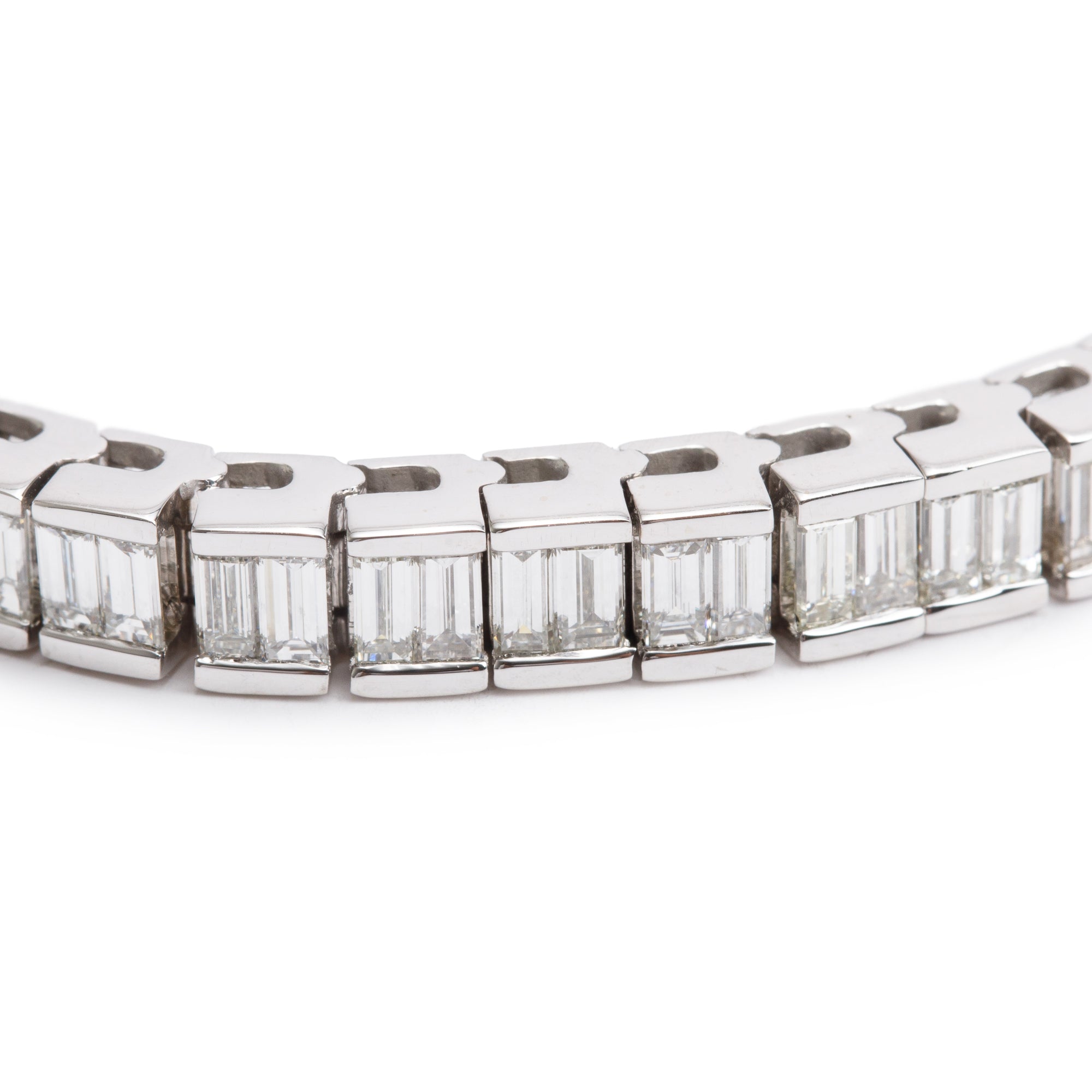 14k White Gold 6.62 tcw. Baguette Diamond Tennis Bracelet