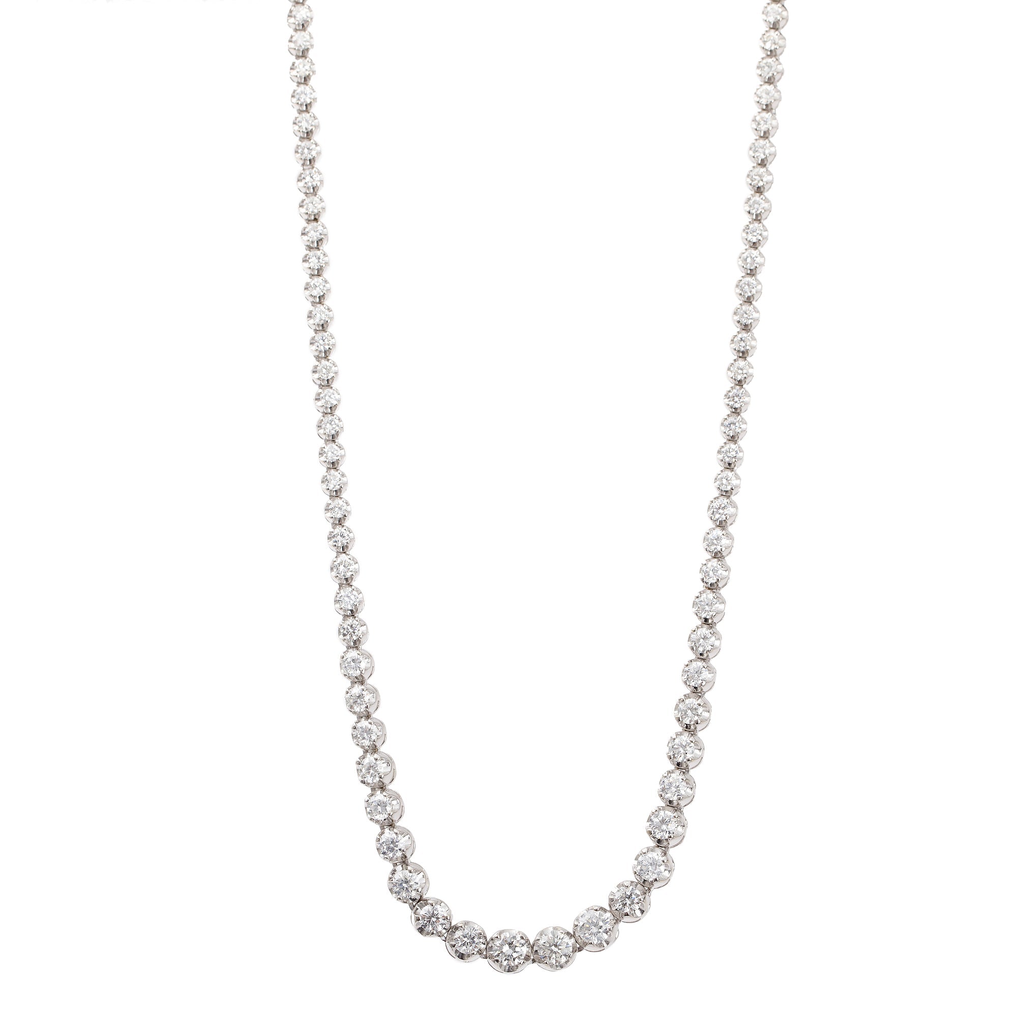 14k White Gold 9.20 tcw. Diamond Tennis Necklace