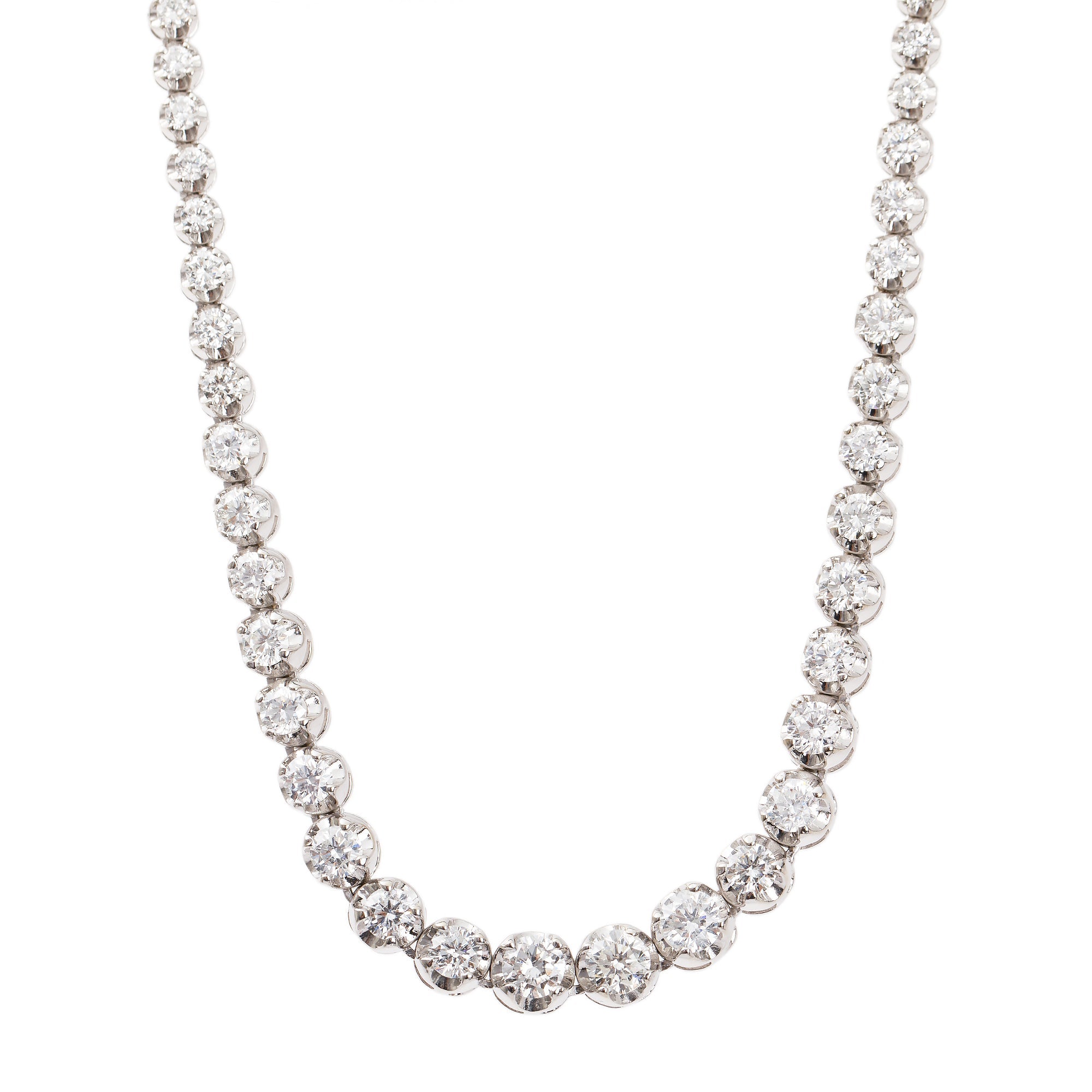 14k White Gold 9.20 tcw. Diamond Tennis Necklace