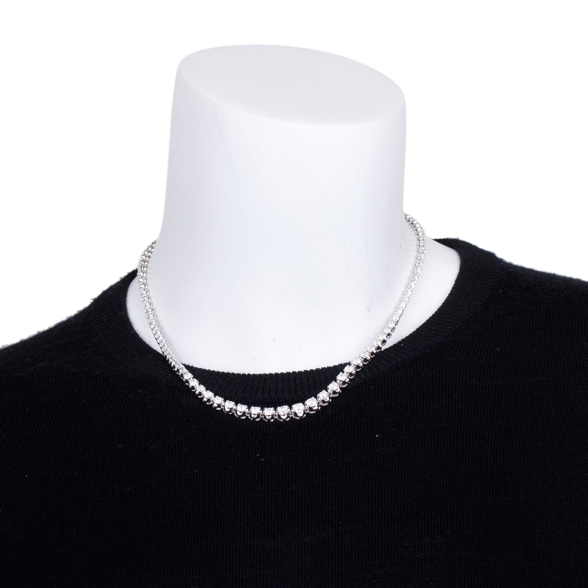 14k White Gold 9.20 tcw. Diamond Tennis Necklace