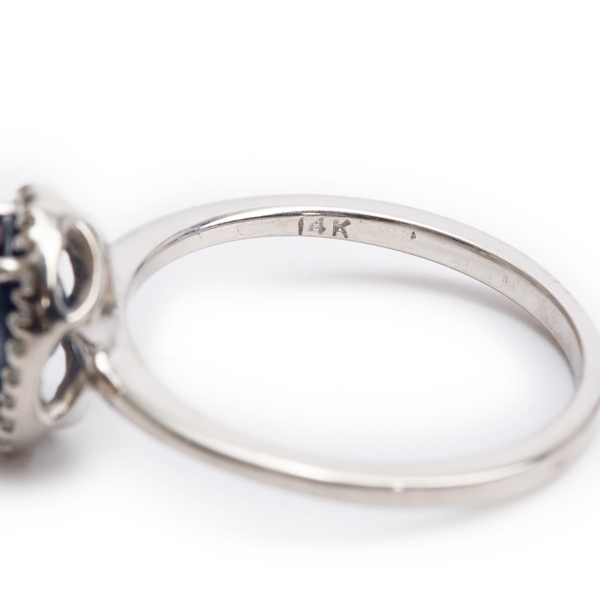 14k White Gold Blue Sapphire & Diamond Ring, Size 7