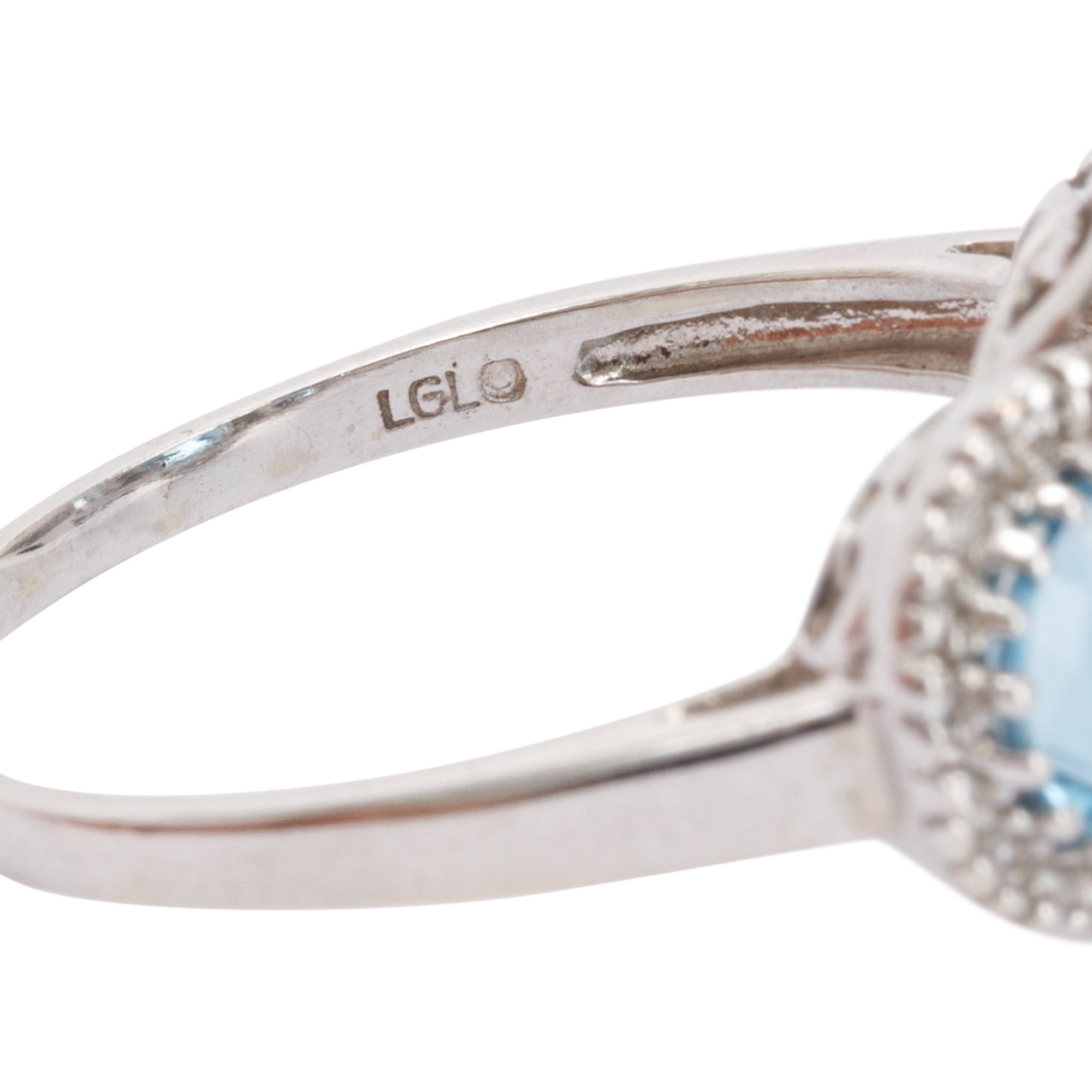 14k White Gold Blue Topaz & Diamond Cocktail Ring