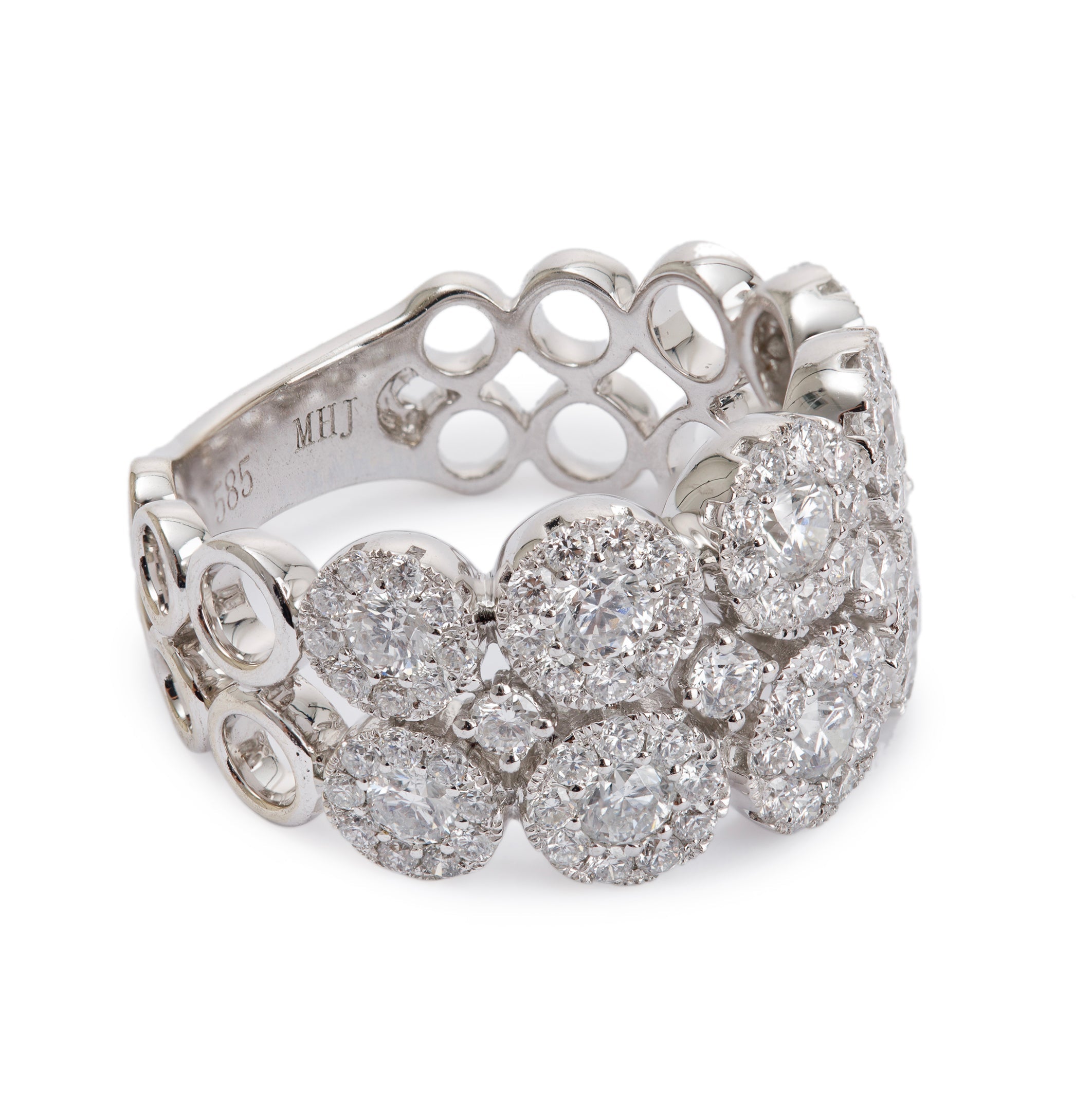 14k White Gold Cluster Diamond Ring