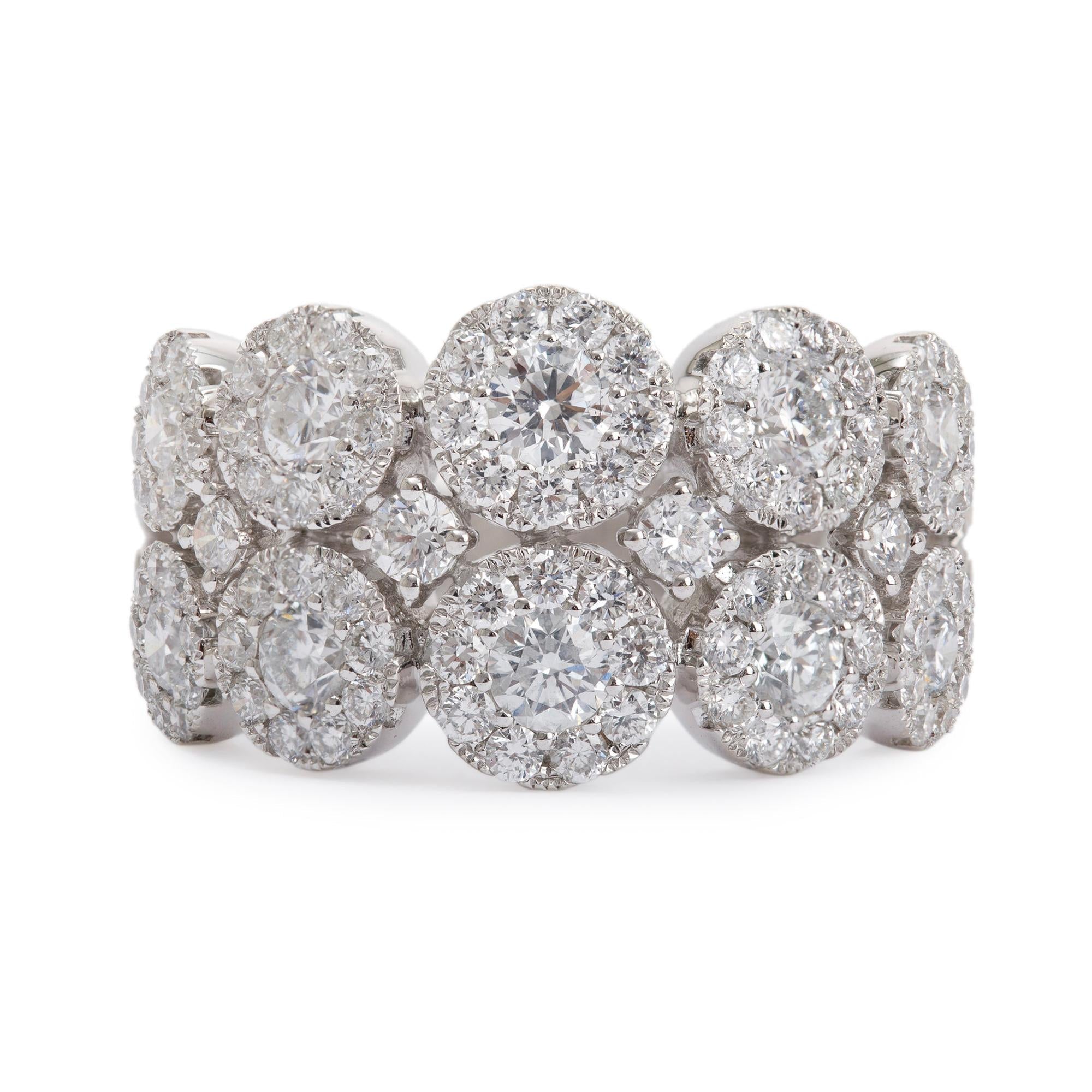 14k White Gold Cluster Diamond Ring