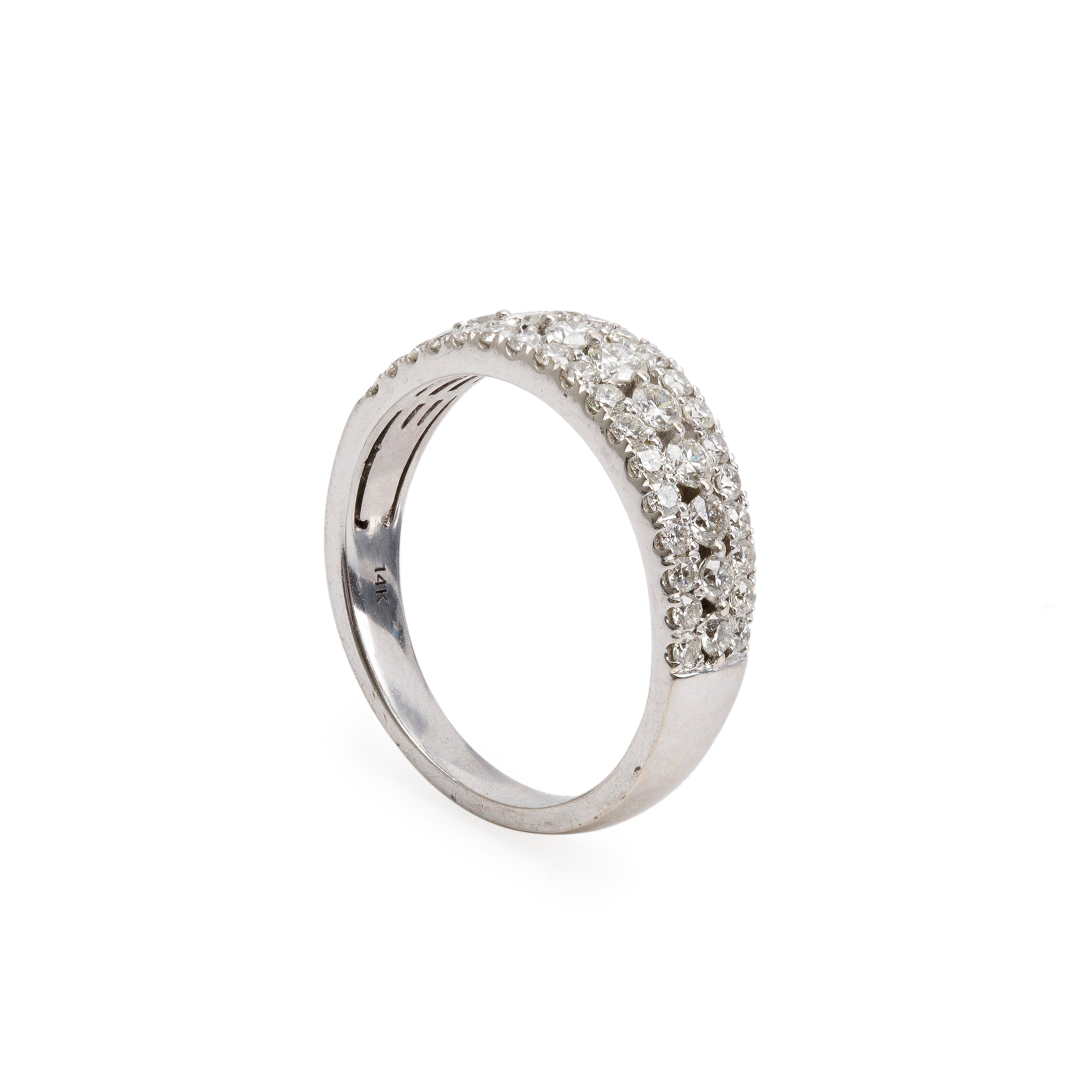 14k White Gold Diamond Band Ring, Size 8.5