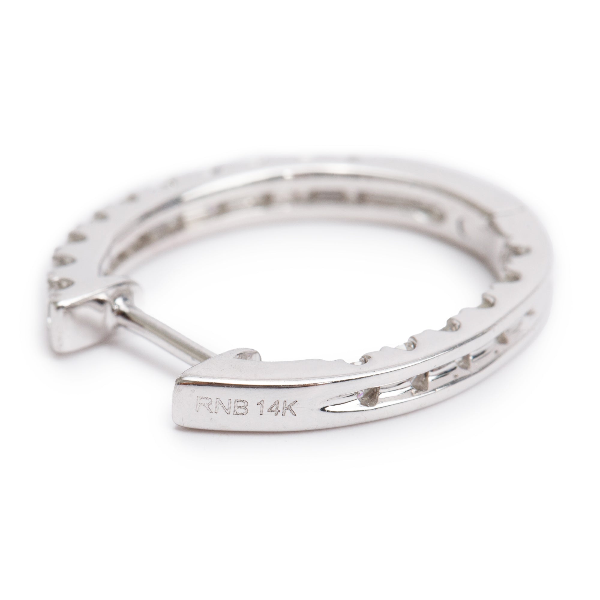 14k White Gold Diamond Hoop Earrings