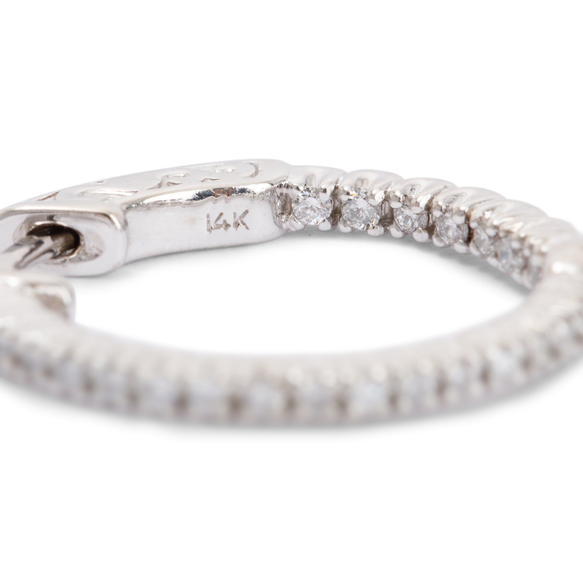14k White Gold Diamond Hoop Earrings