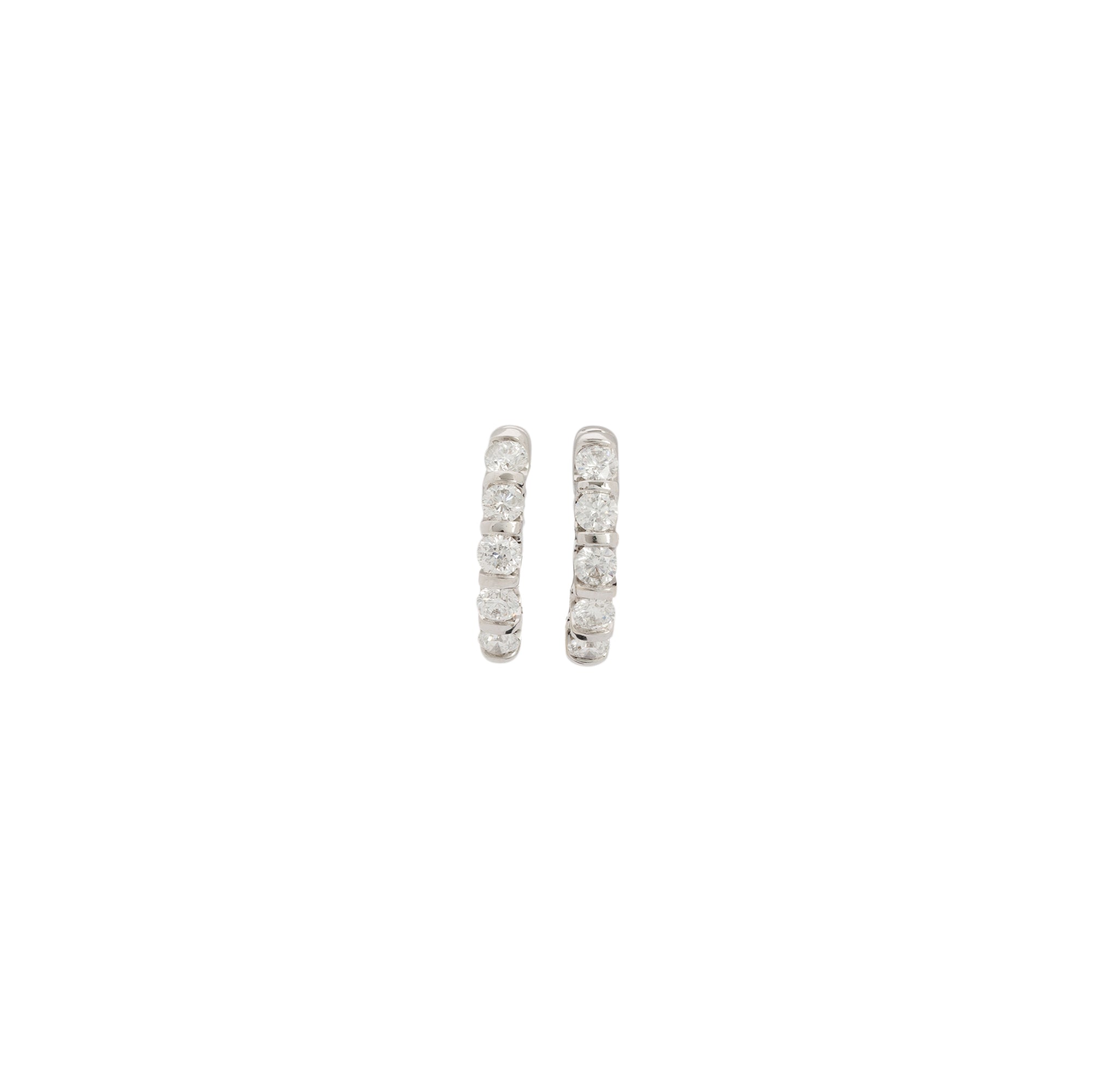 14k White Gold Diamond Huggie Earrings